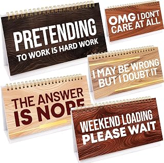 FancyLand Funny Sarcastic Desk Signs - 30 Flip-Over Humorous Messages for Office, Teachers, Nurses, Coworkers - Lightwood Style