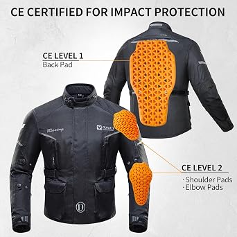 Motorcycle Jacket Men, Waterproof Motorcycle Riding Jacket CE Level 2 Armor Windproof Jacket