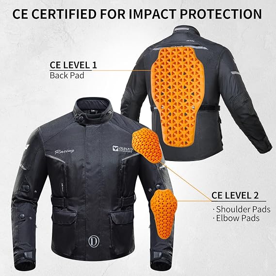 Motorcycle Jacket Men, Waterproof Motorcycle Riding Jacket CE Level 2 Armor Windproof Jacket