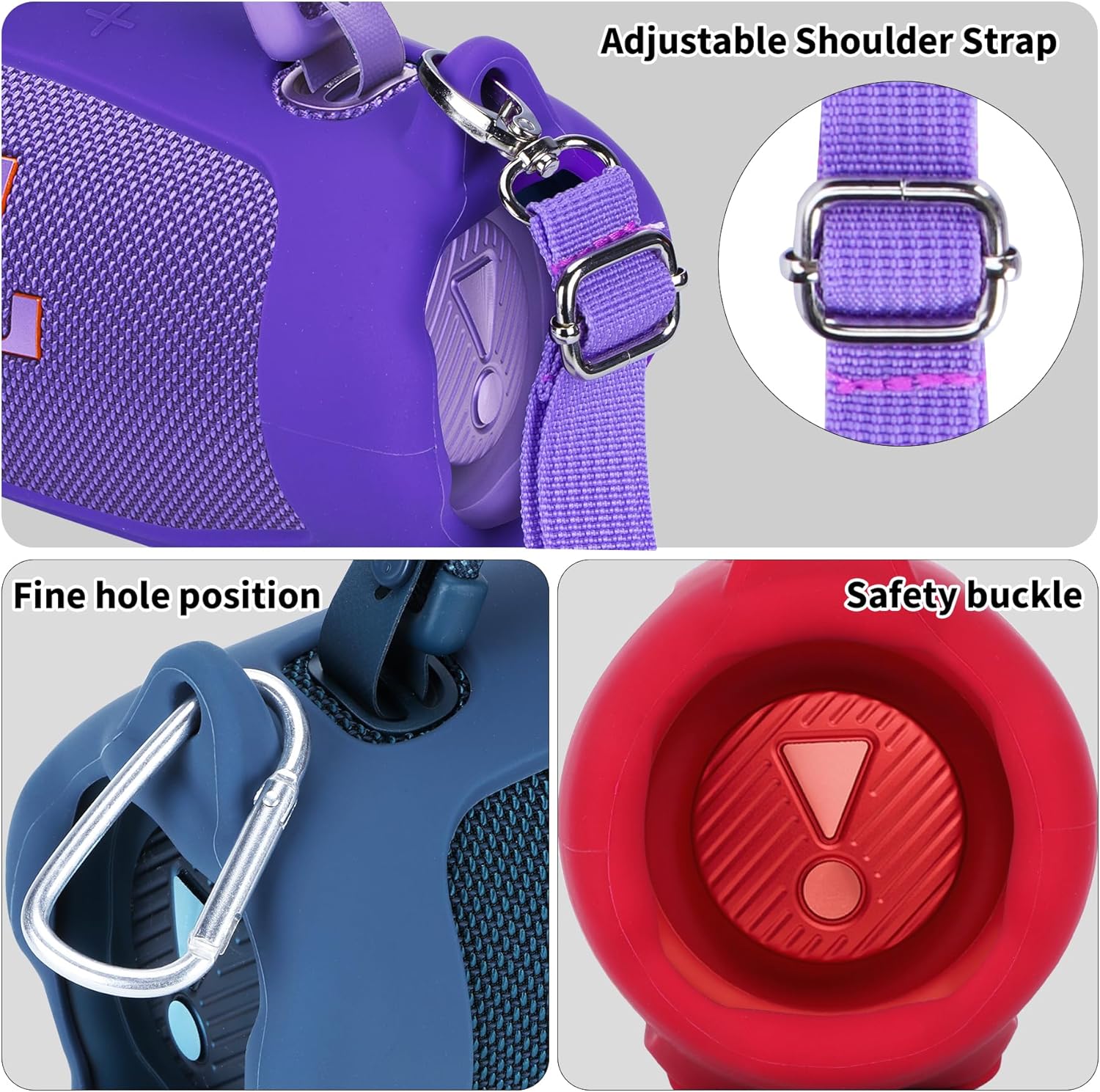 Silicone Cover Compatible with Charge 6 Portable Waterproof Drop-Proof Speaker (Purple) - Image 4