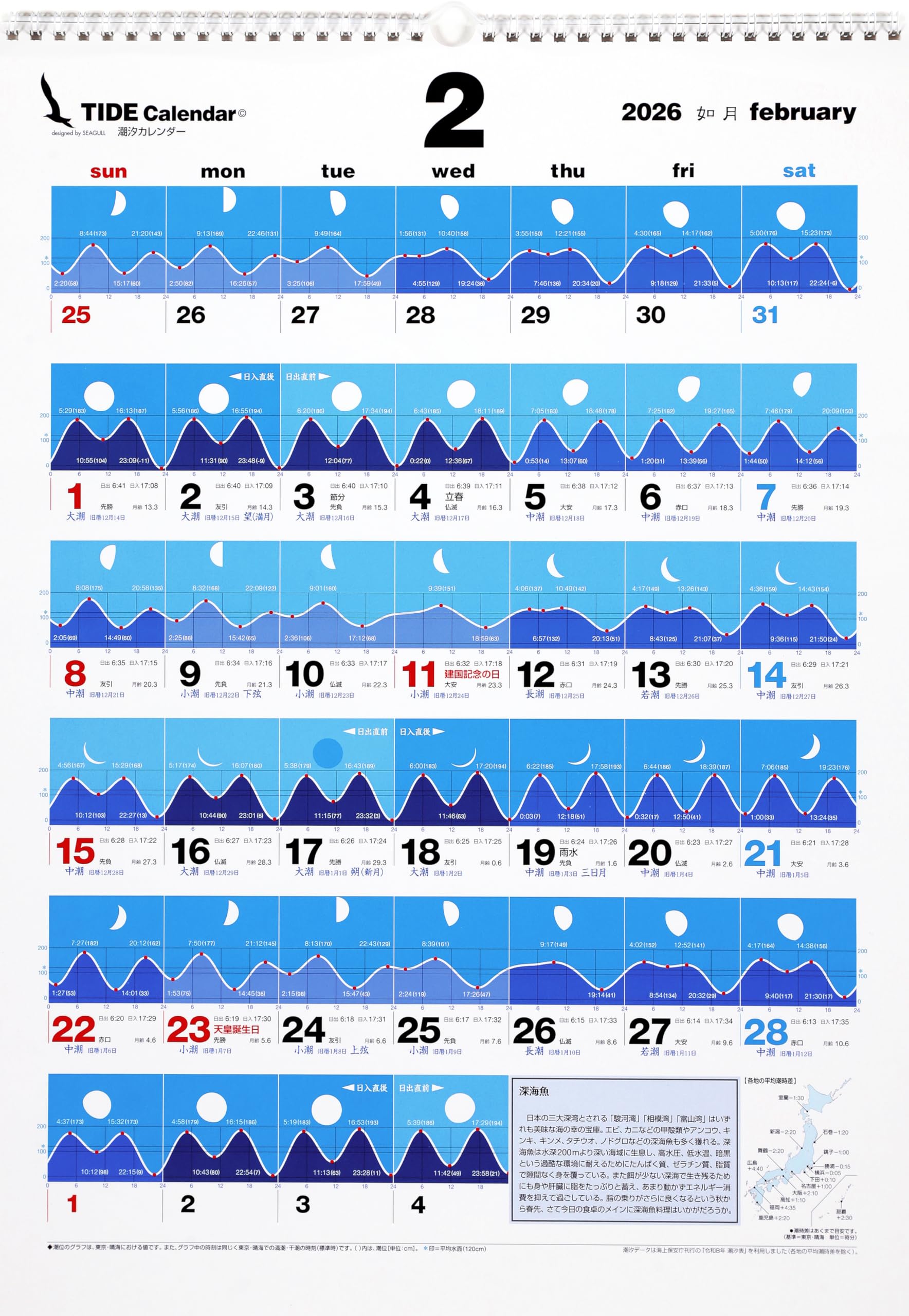 汐7月後半以降 Amazon | シーガル タイドカレンダー 2026［潮の満ち引き］［月の