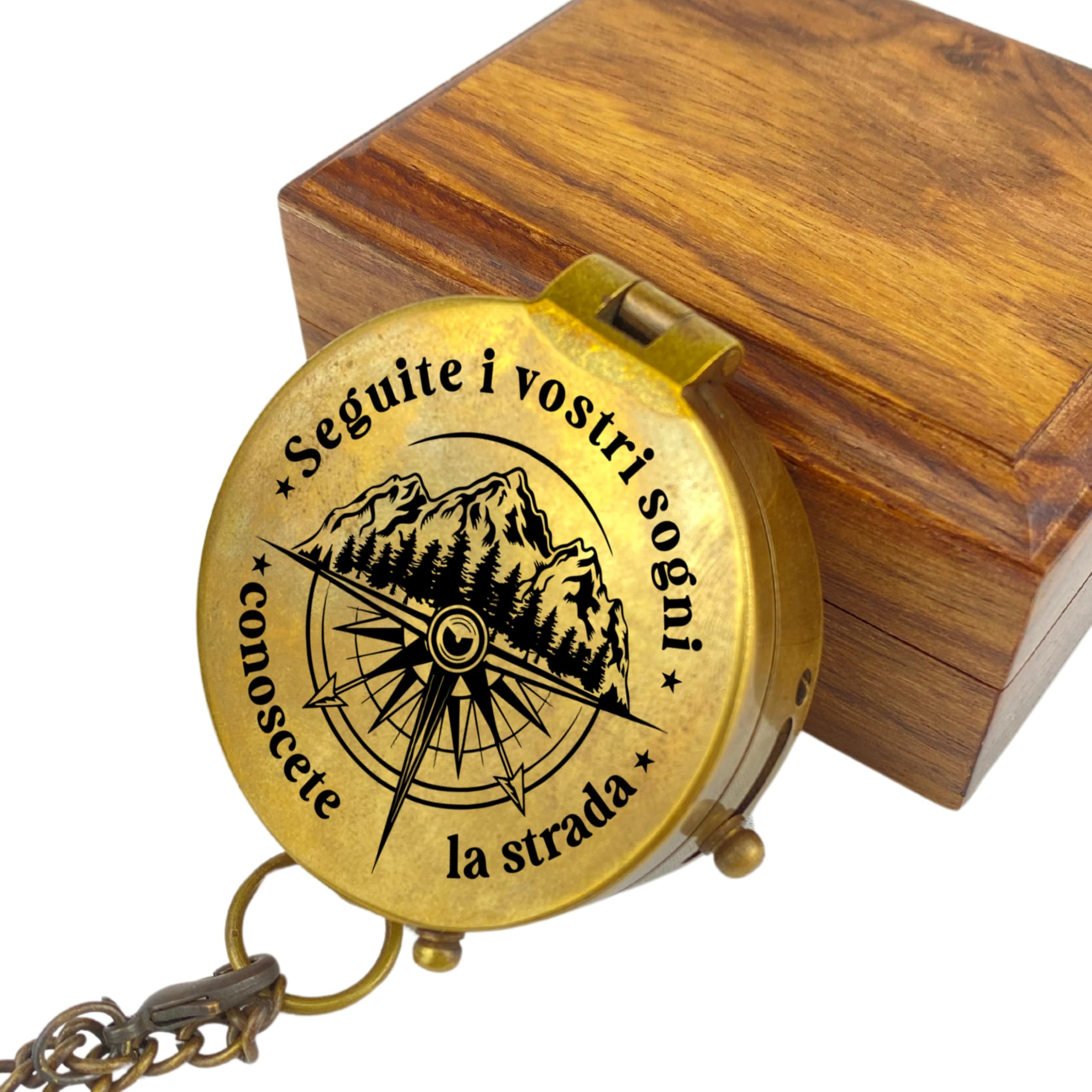 Personalizzata Bussola in Ottone con Incisione, Regalo