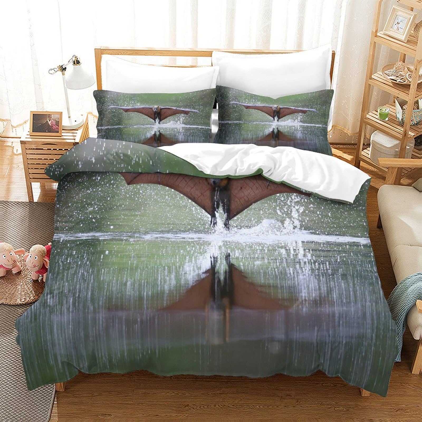 P1S9U7W5Y 3D Printed Dragon Pattern Duvet Cover Set 3pcs Microfiber Fantasy Bedding Set Single