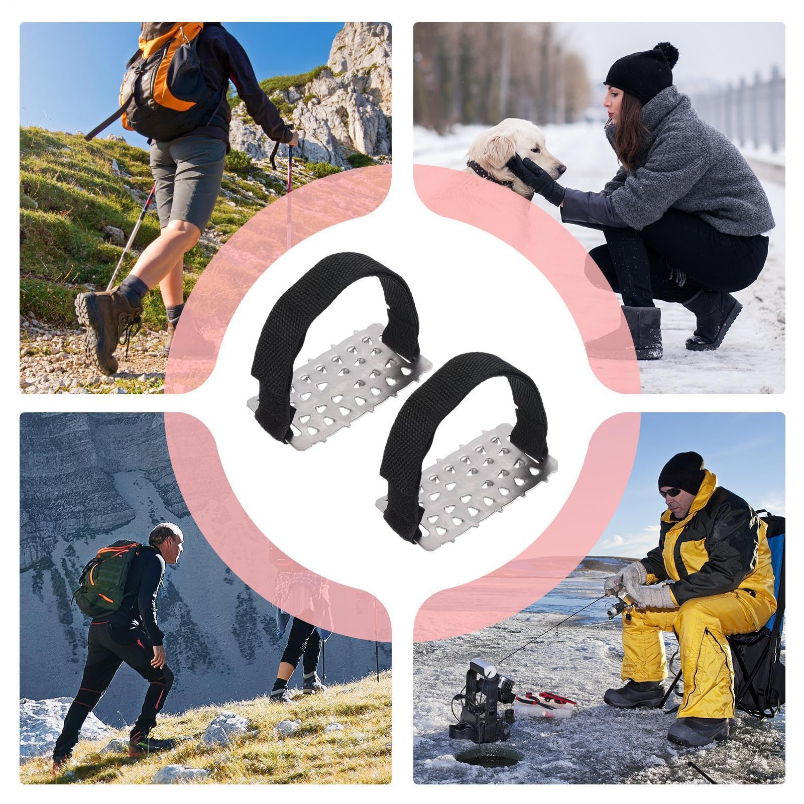 -Spikes Für Stiefel | Edelstahl Mit Tiefer Traktion - Stiefelspikes Schnee Und,Für Erwachsene, Jugendliche, Outdoor-Enthusiasten, Wandern, Bergsteigen und