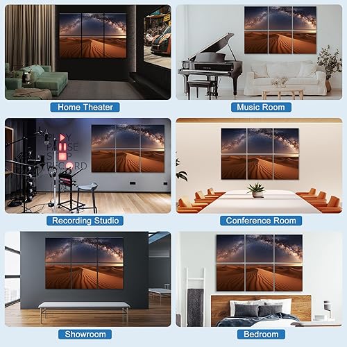Miniatura 37 de Paquete de 8 paneles acústicos artísticos de espuma a prueba de sonido para paredes, paneles decorativos absorbentes de sonido de 48 x 32 pulgadas
