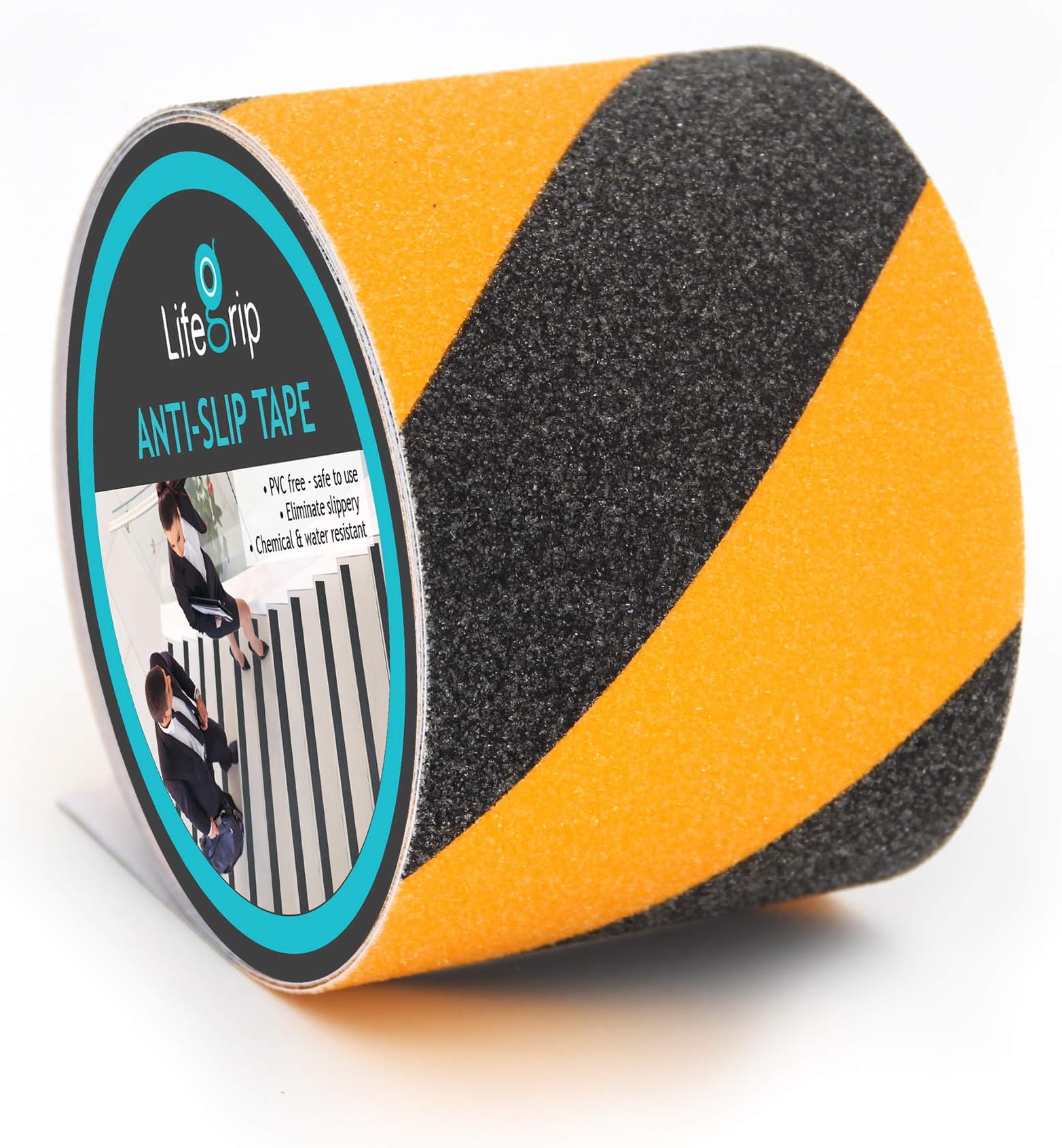 LifeGrip Anti Slip Traction Tape, 4 Inch x 30 Foot, Best Grip, Friction, Abrasive Adhesive for Stairs, Safety, Tread Step, Indoor, Outdoor, Caution Yellow/Black