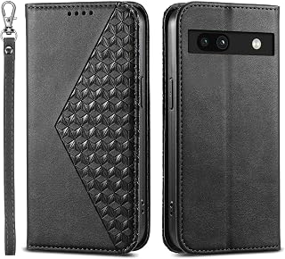 Google Pixel 7A Case Good Quality PU + TPU Material Diamond Pattern Stand Function Pixel 7A Case with Card Slots Mobile Phone Case Google Pixel 7A Black