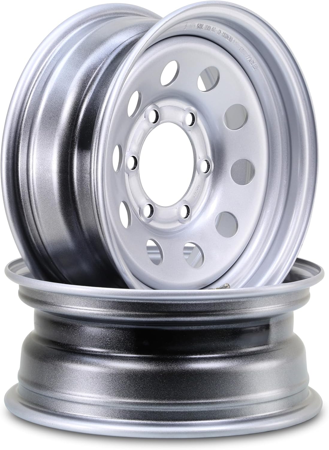 LIBRA 15 x 6 Heavy Duty 2525lbs Trailer Wheels 6 Lug on 5.5" Bolt Pattern 6x5.5 PCD Silver Mod, Set 2-17057
