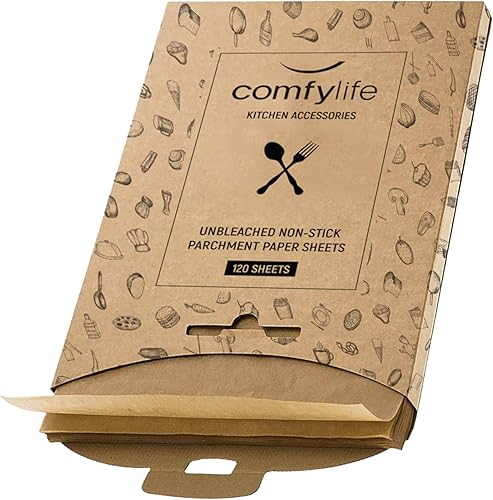Comfylife 120 hojas de papel pergamino, sin rizos, sin desgarros, sin quemaduras (16 x 12 pulgadas), sin productos químicos sin blanquear, papel de