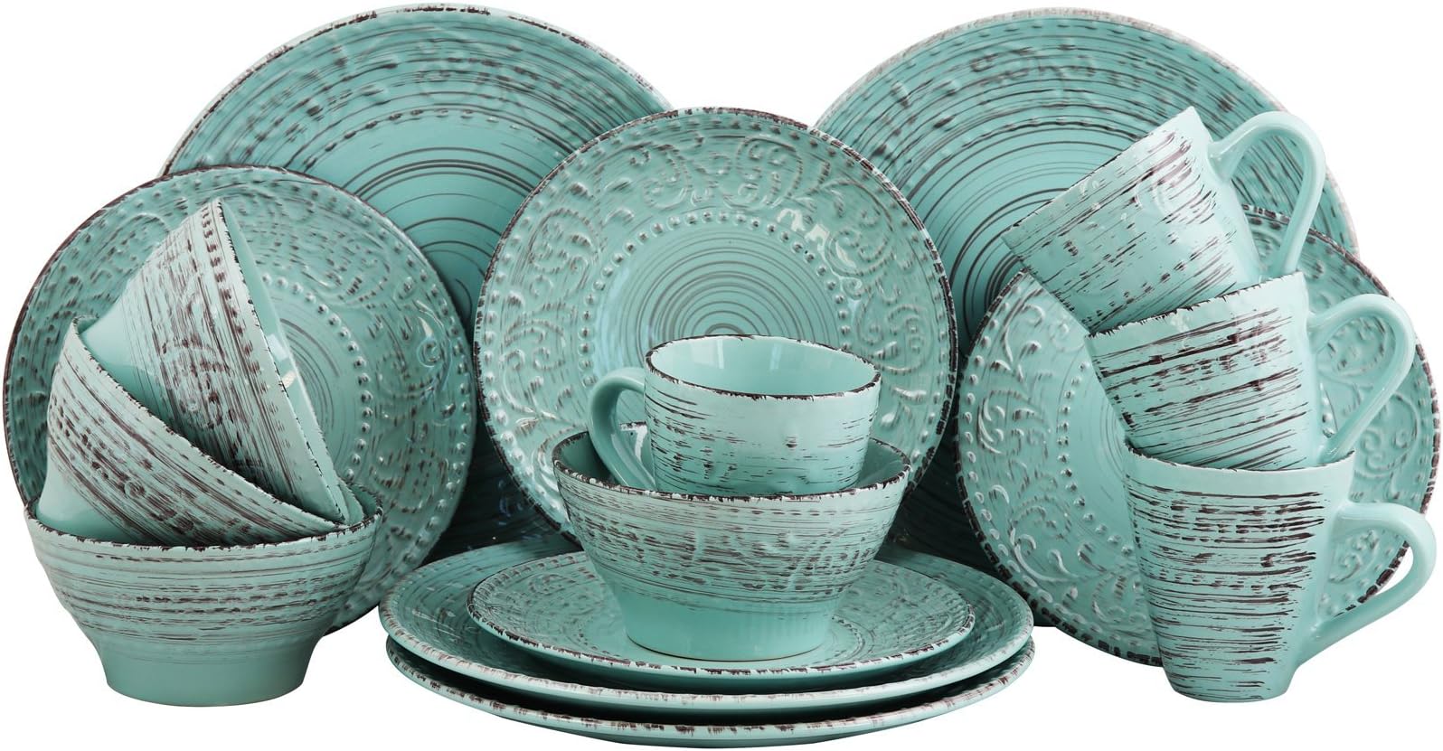 Malibu Waves 16Piece Dinnerware Set In Turquoise