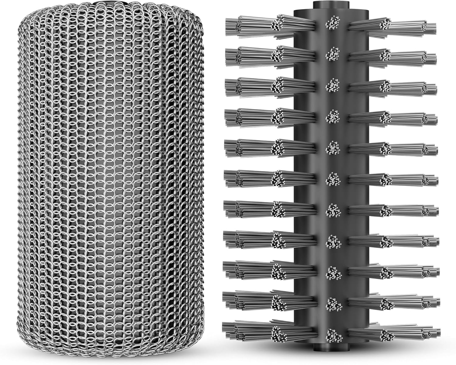2X Electric Grill Brush Replacement Heads - Heavy-Duty BBQ Cleaning Brush Set for GRILLION Electric Grill Cleaner - Stainless Steel Chain & Wire Brushes