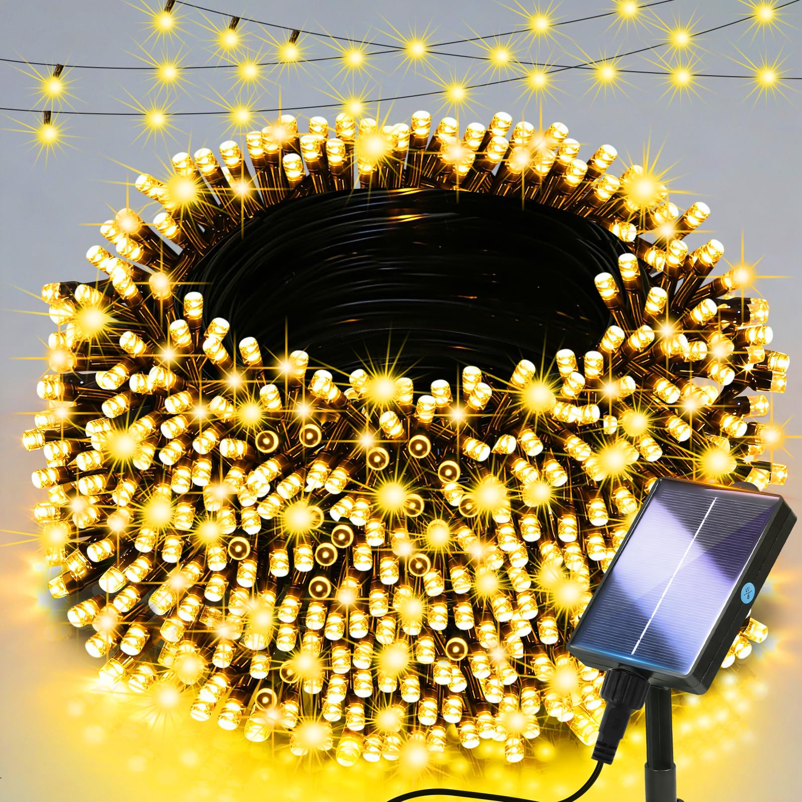 Solar Lights Outdoor Garden 20m 200LEDs Solar Powered Waterproof Warm White