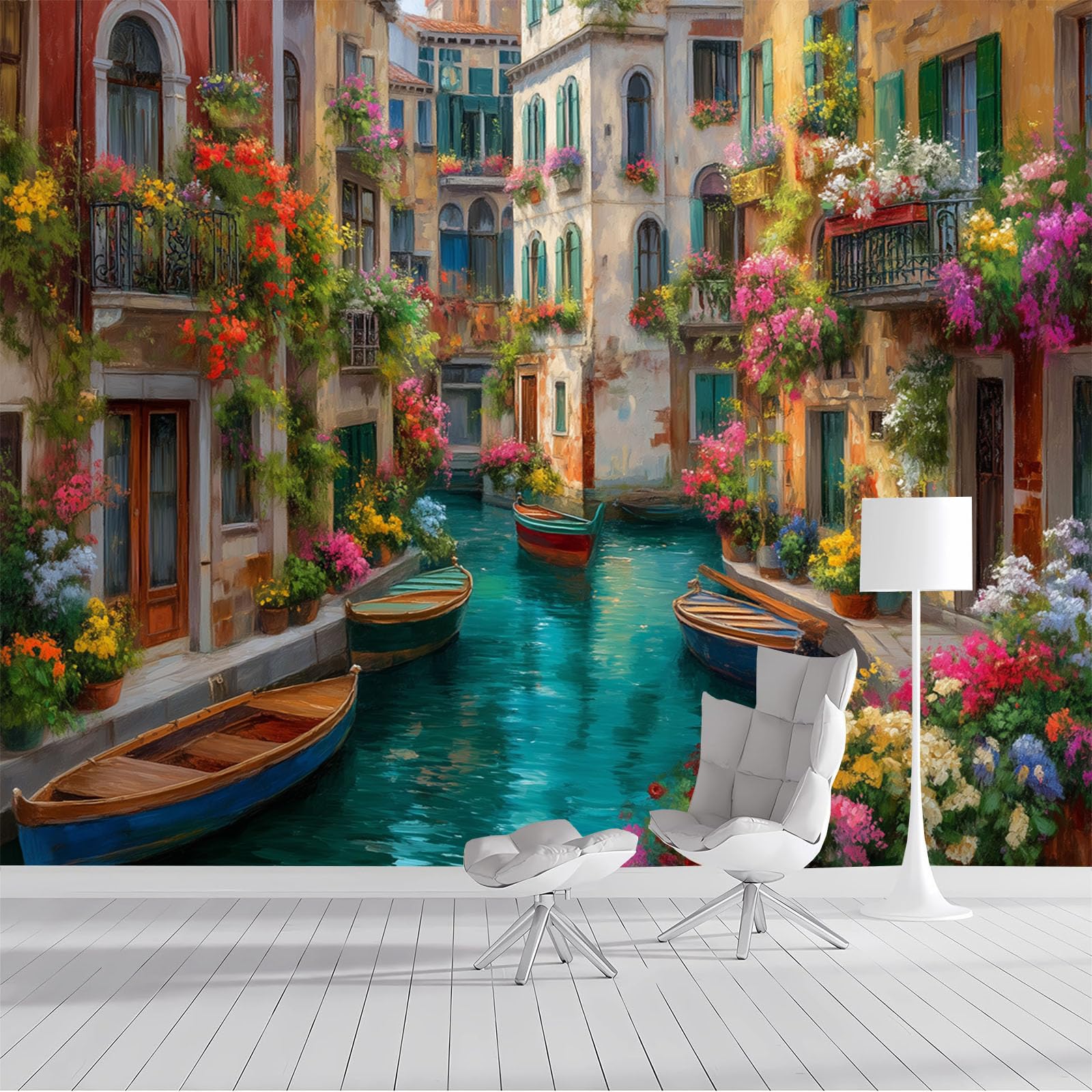 Papier peint Venise panoramique 3D grand format 300x210cm pour déco de chambre