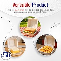 Vista 7 de MT Products White Cake Slice Contenedor de 6 x 6 x 3 pulgadas, contenedor desechable para alimentos, paquete de 30