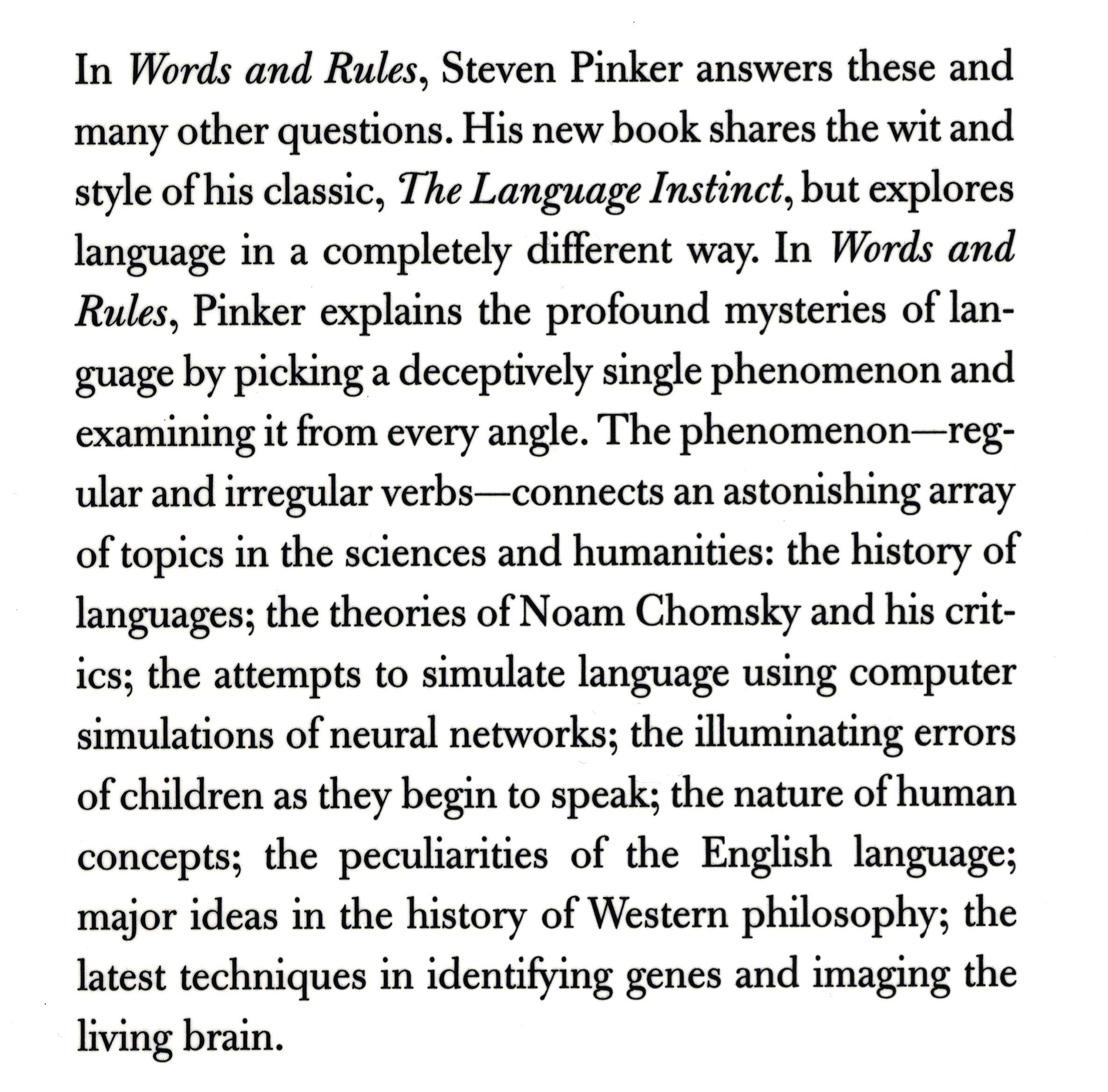 Words And Rules. The Ingredients Of Language