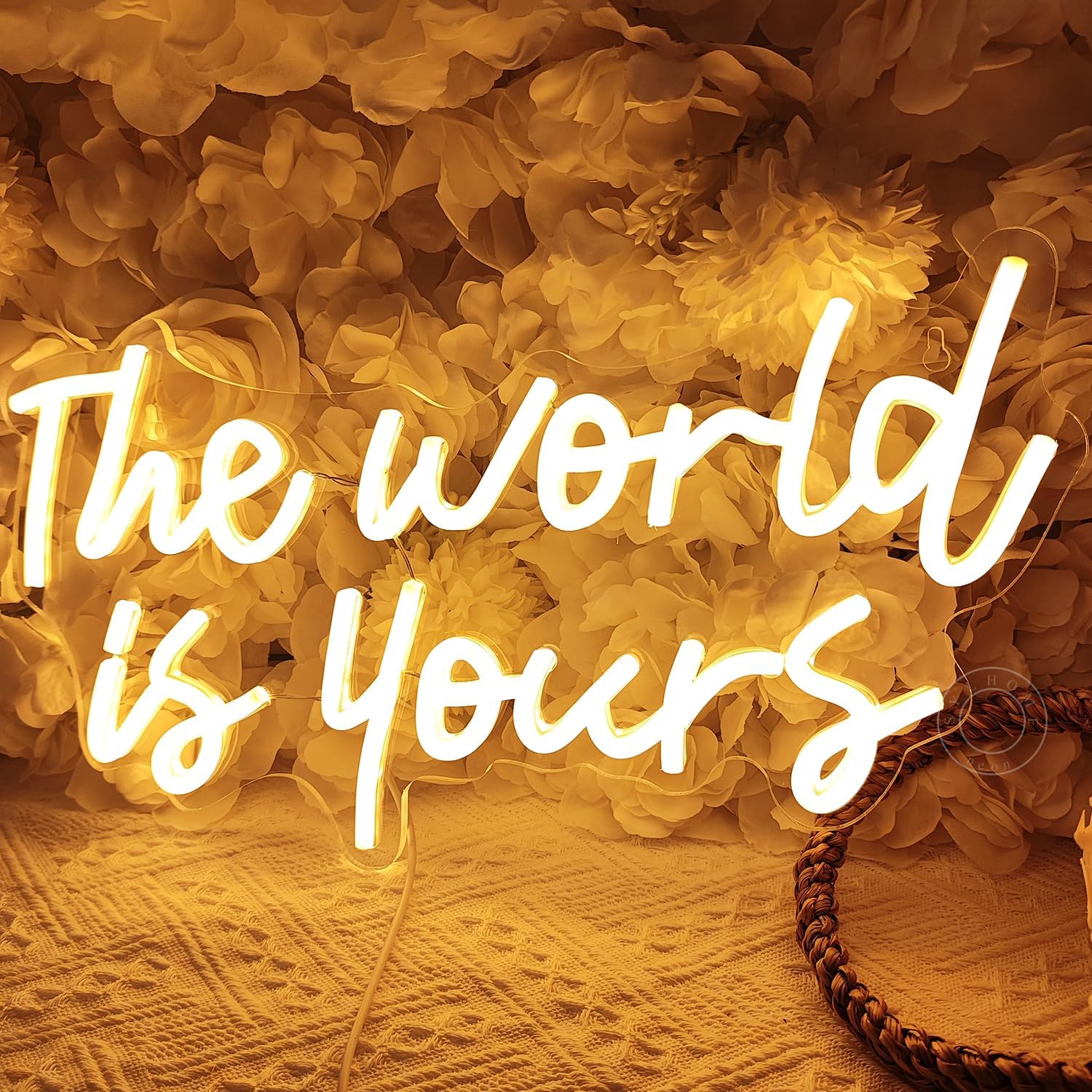 SYLHOME The World Is Yours Led Neon Light Sign Cool Bedroom Game Kids Room Wall Decor Sign Birthday Christmas Party Home Pub Club Bar Inspirational Light Up Sign USB 15.75"X8.46" Warm - Image 6