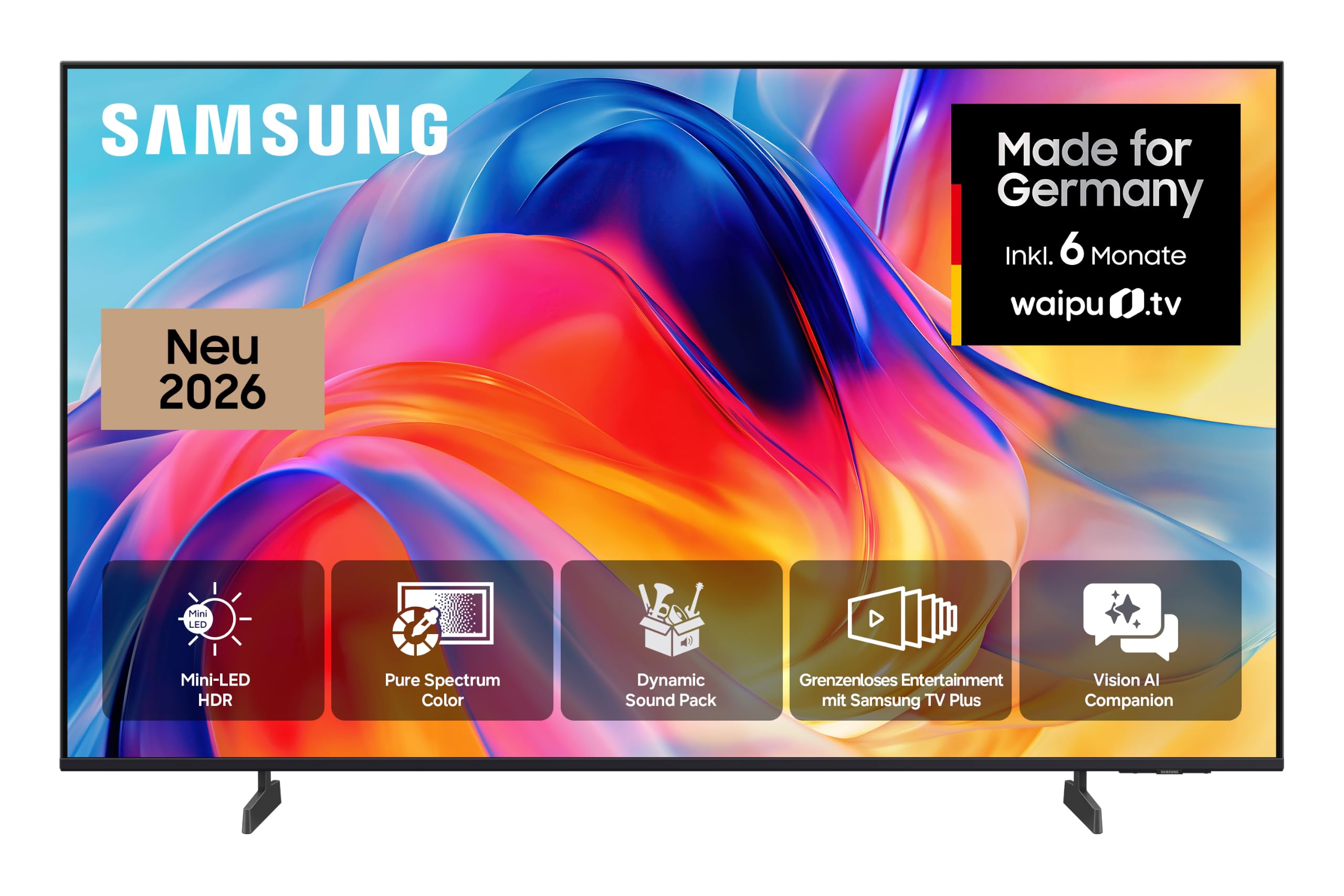 Samsung Mini LED M70H 4K 43 Zoll (108 cm), UHD Fernseher, Smart TV, 2026 | Mini LED HDR, beeindruckende Details, Motion Xcelerator 144Hz, Dynamik Sound Pack, AI Companion, kostenlos 900 Sender