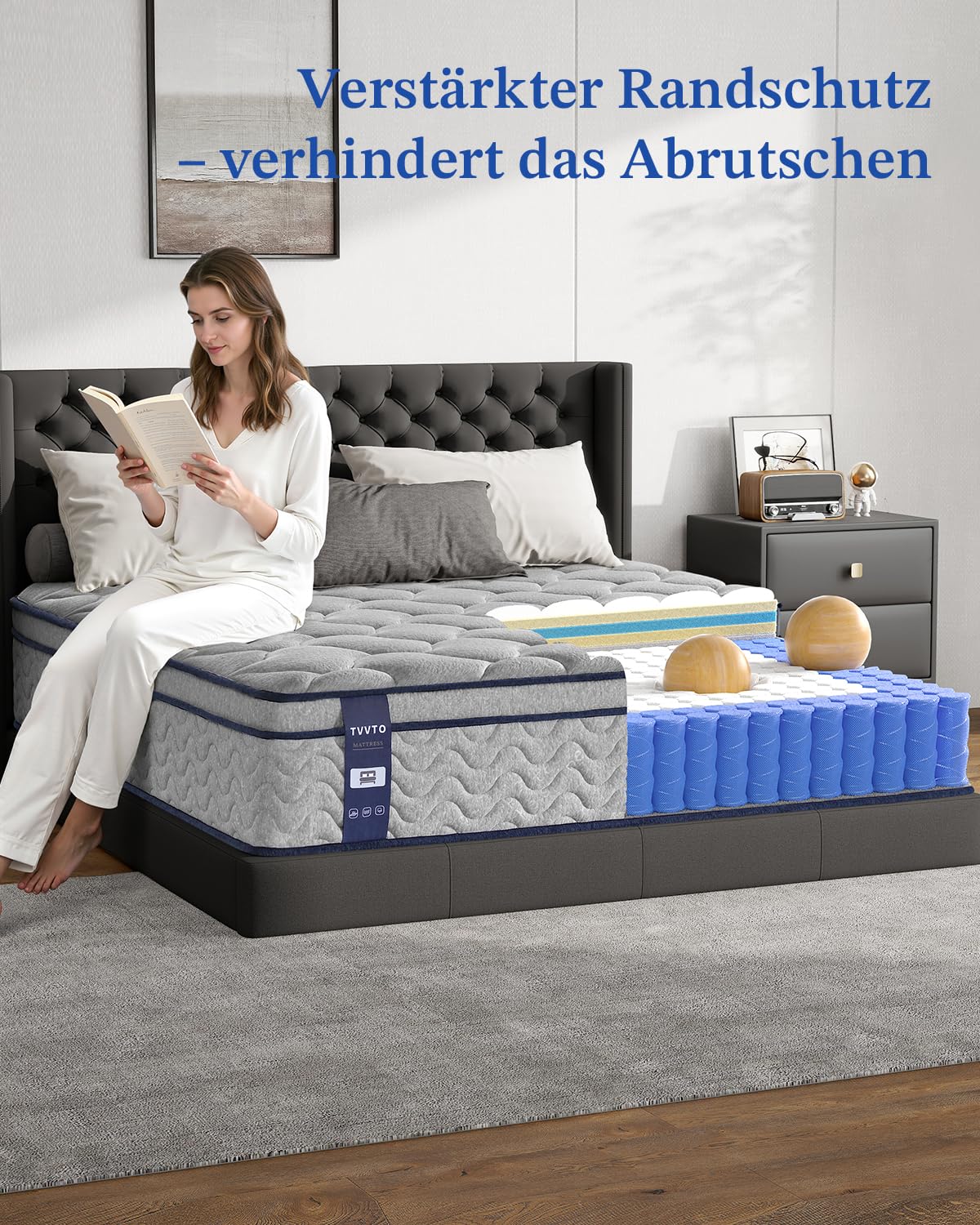 Taschenfederkernmatratze 90x200x26cm H3 Härte, 7-Zonen orthopädische | Atmungsaktiv, hautfreundlich, verstärkte Ränder, Druckentlastung, Störfestigkeit