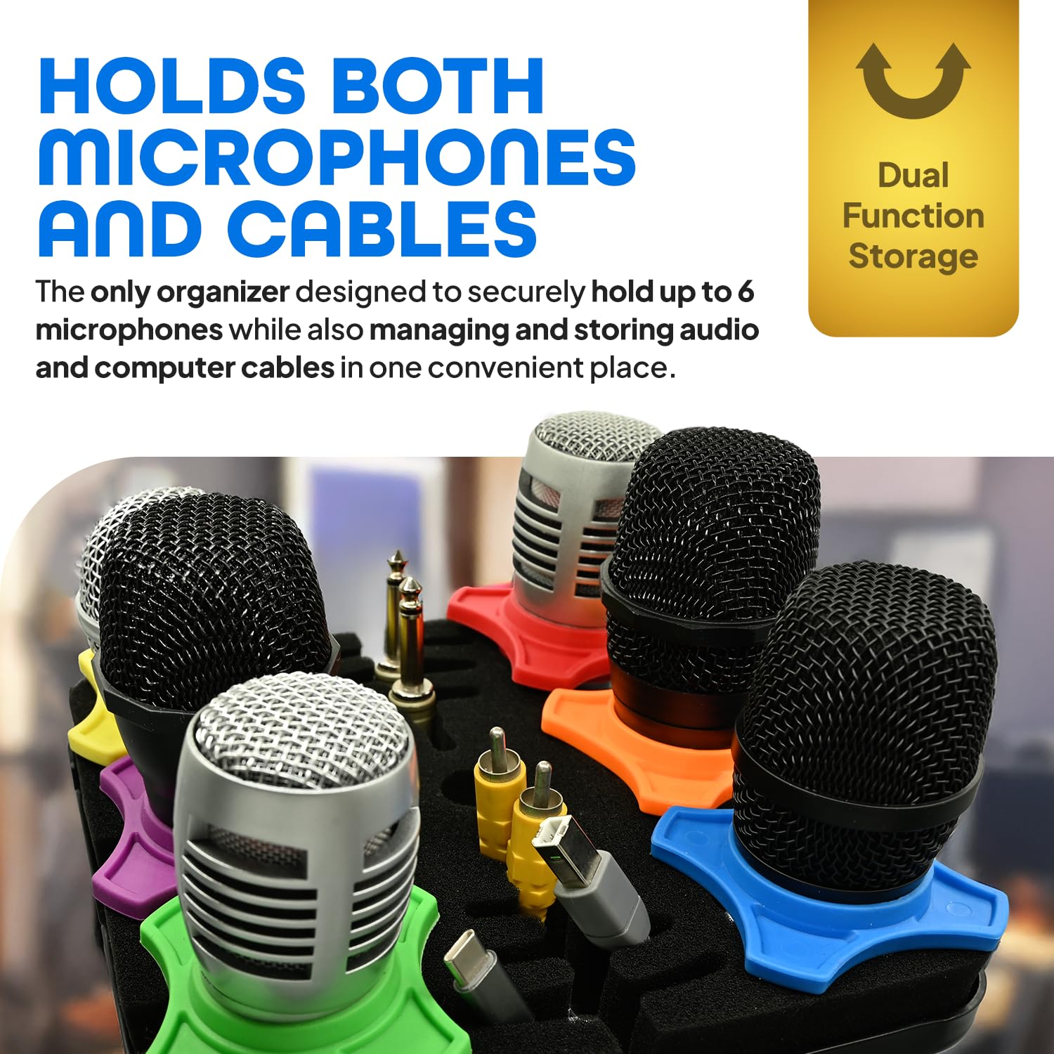 Multi Microphone Holder Cable Hanger & Organizer with Desktop Mic Stand - Image 2