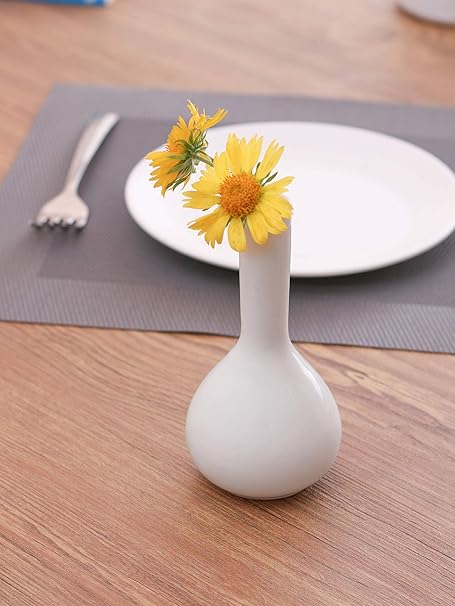 Clay Craft Basics Budvase High White Textured Ceramic Vase. Ideal Gift for Weddings, Party, Home, Spa (Set of 2)