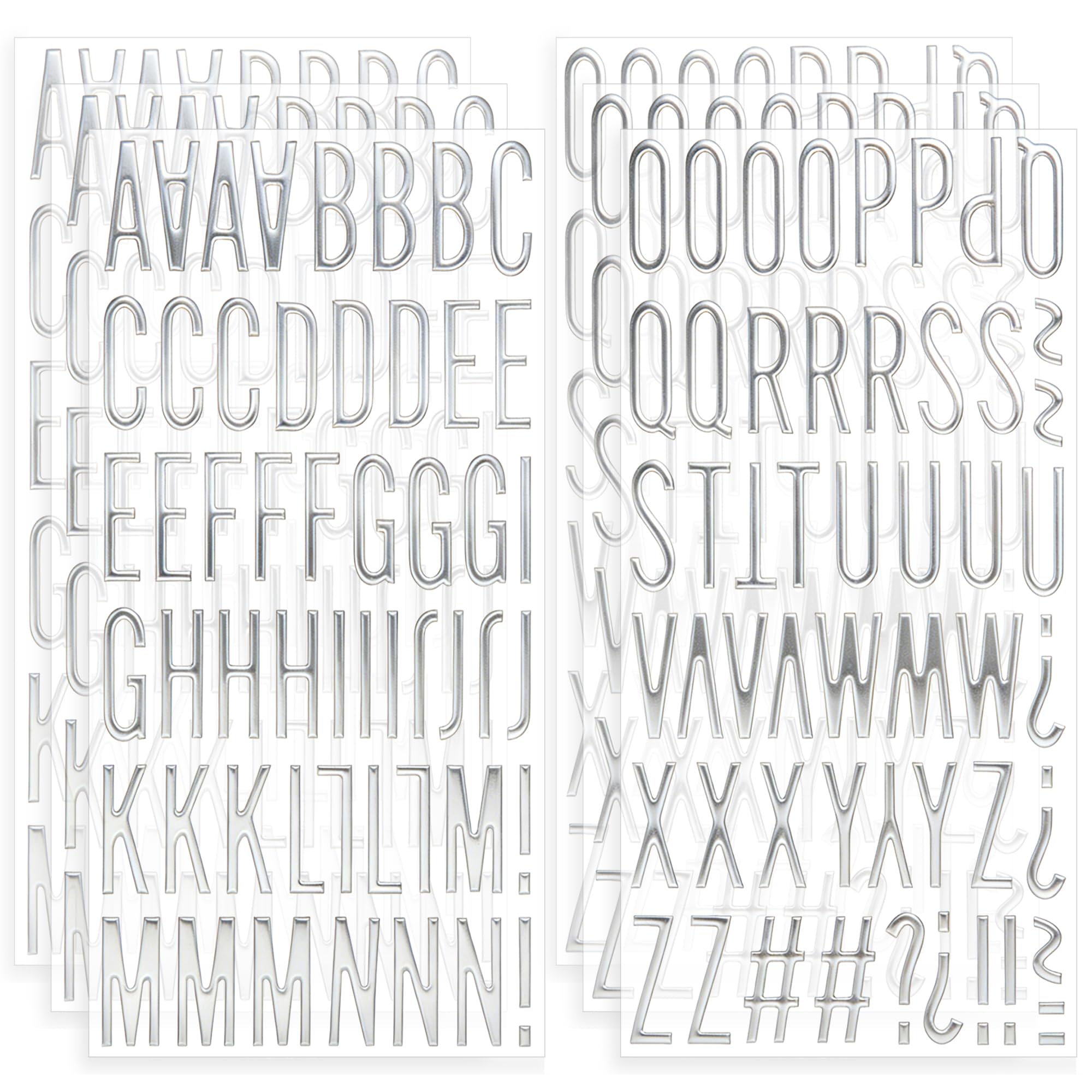 312Pcs Silver Letter Stickers,6 Sheets 3D Puffy Alphabet Stickers Waterproof Self Adhesive Silver Foam Letter Stickers for Scrapbooking Grad Cap Decoration Sign DIY Crafts Art Card Making