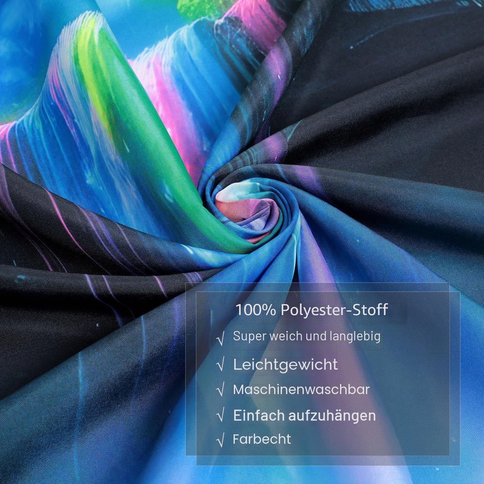 Simpkeely Schwarzlichter Fantasy-Wasserfall-Planet Wandteppich, UV-reaktiver Naturteppich, Neon-Landschaft, Berg-Wellen-Wandbehang – 150 x 200 cm