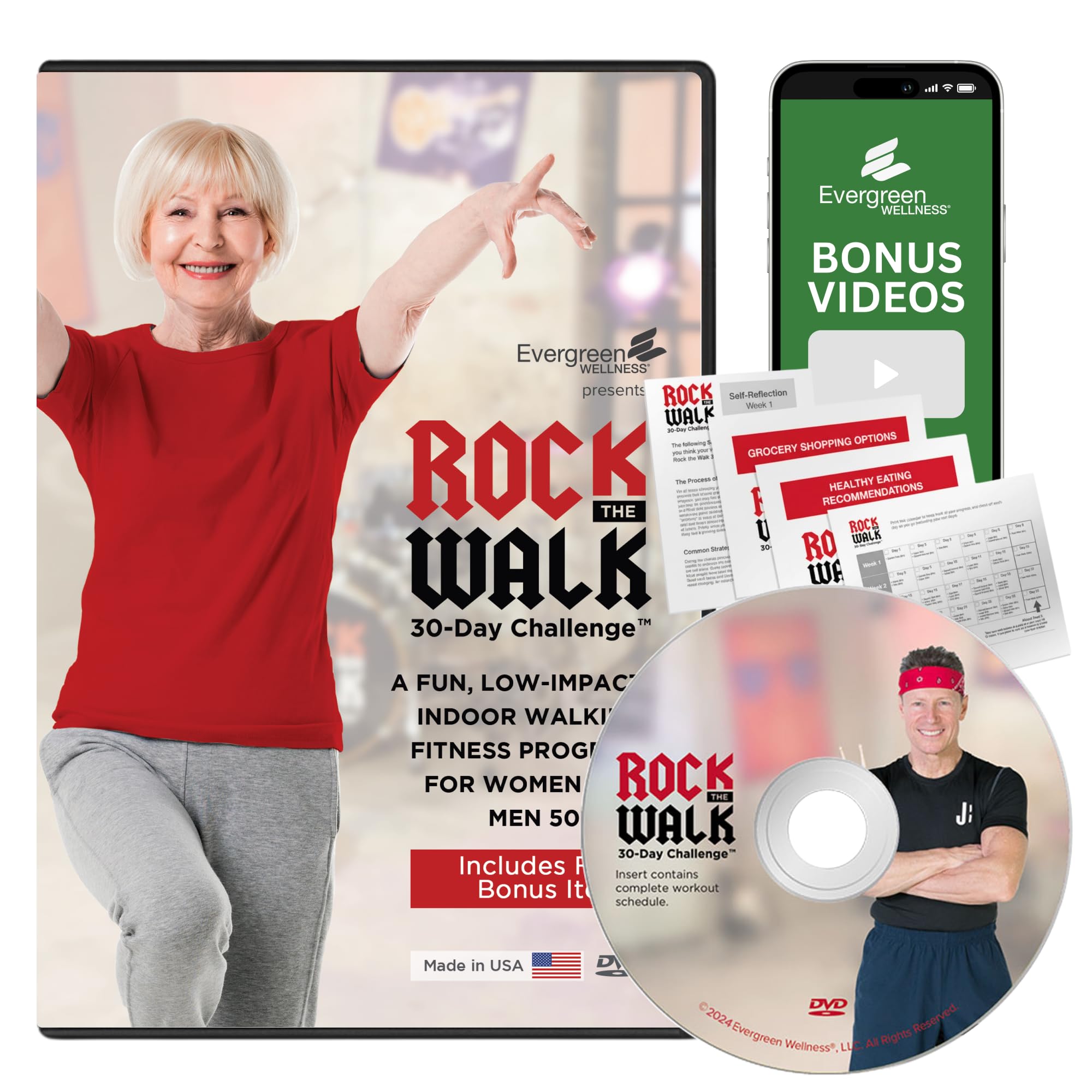 Walking Exercise DVD for Seniors, Rock the Walk At Home DVD 30 Day Challenge - Low Impact DVD Just 8 Minutes Per Day Walking DVD for Seniors Women/Men Over 50 Workout DVD (Ideal for Ages 50-80+)