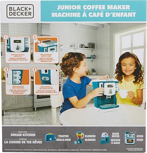 Miniatura 7 de BLACK+DECKER - Cafetera junior para juegos de rol, aparato de cocina para niños con acción realista, luz y sonido, taza de café de juguete para