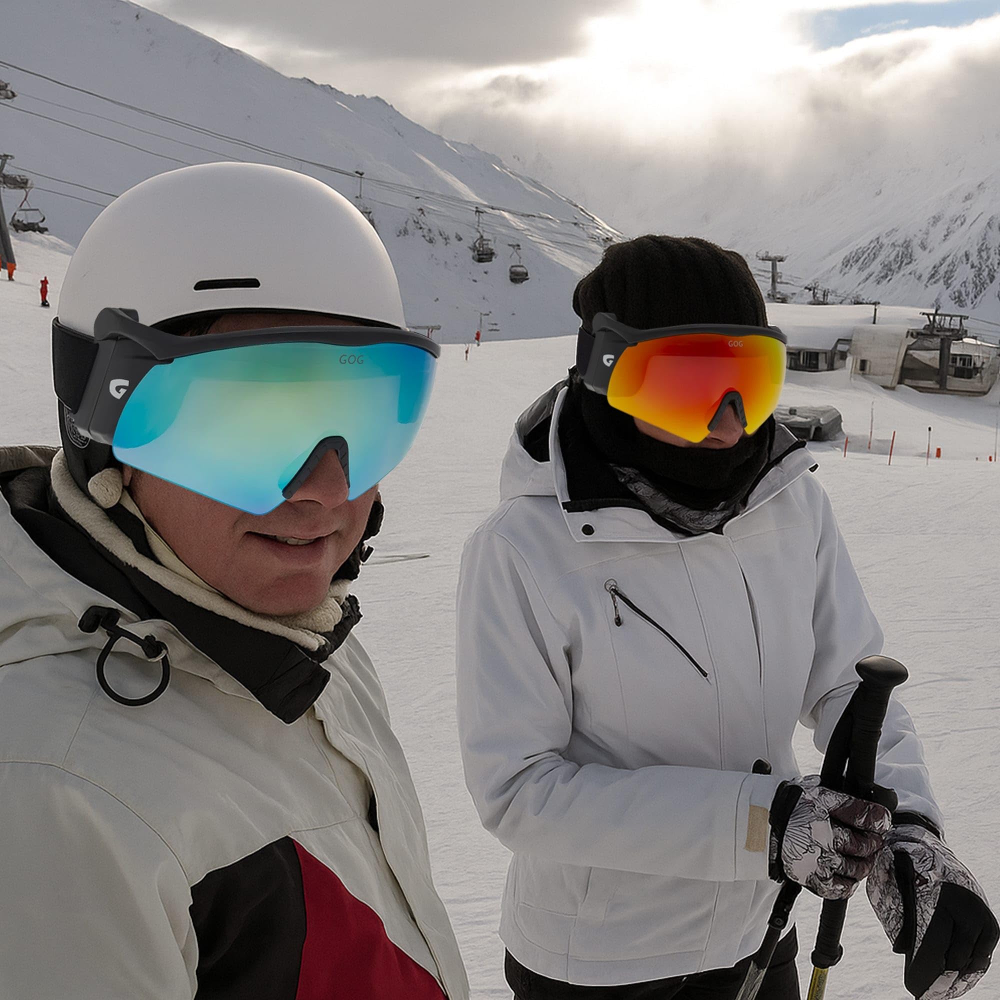 GOG - Lunettes de ski de fond UV400 anti-buée pour homme et femme pour sports d'hiver