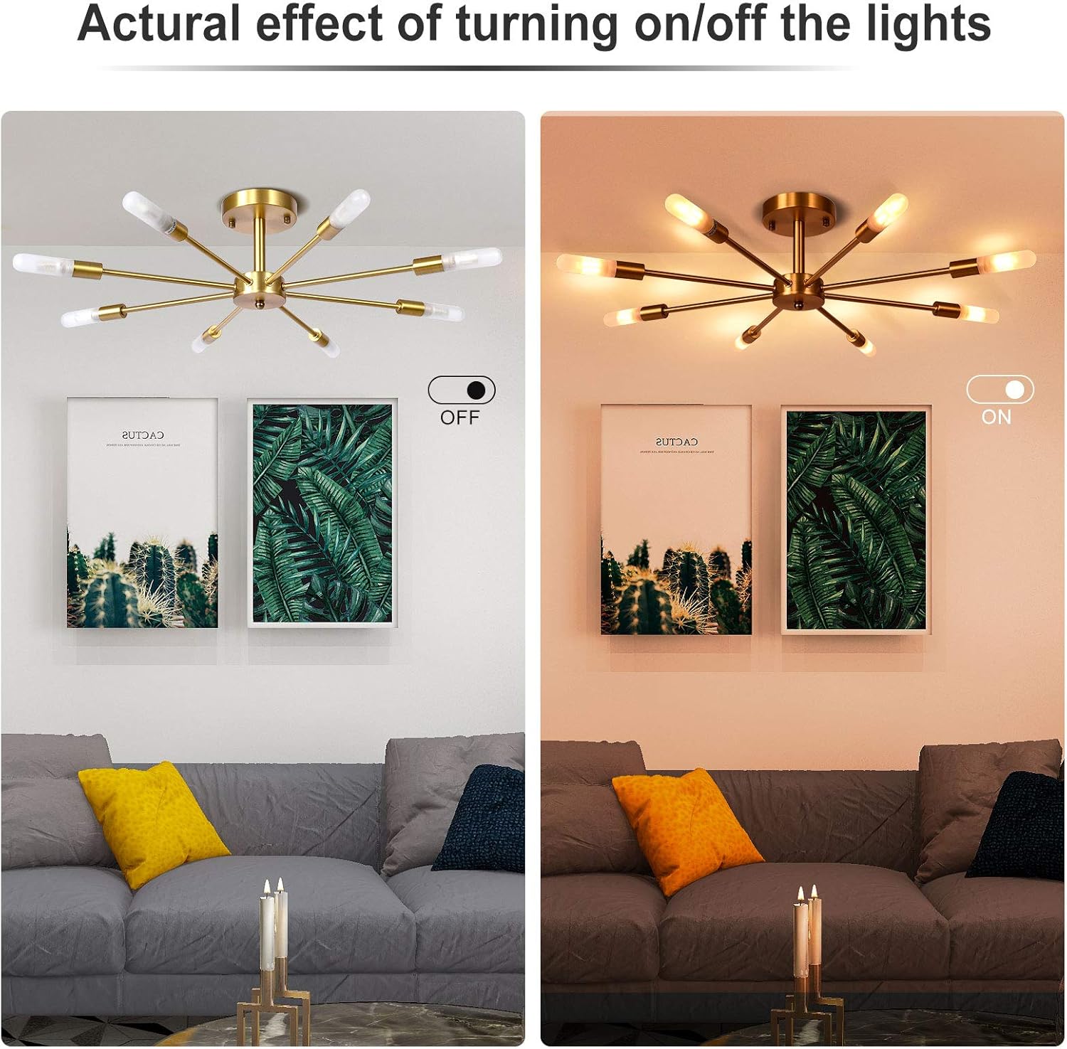 50% оƒƒ Dіѕсоunt OYI Ceiling Sputnik Chandelier Lighting, 8 Lights Semi Flush Mount Ceiling Lamp Modern Pendant Light Industrial Creative Chandelier Light Fixture G9 S
