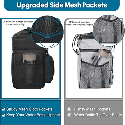 Miniatura 3 de GLENKEY Lonchera de doble cubierta con aislamiento, bolsa de almuerzo grande y expandible, a prueba de fugas, hielera, bolsa de almuerzo para