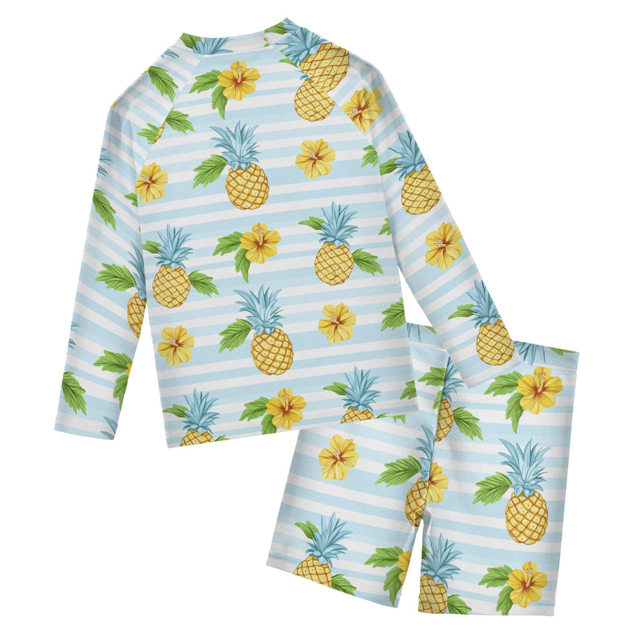 Pineapple Fruit Baby Boys' Toddler Long Sleeved Rashguard Swim Bathing Suit Set B0404313