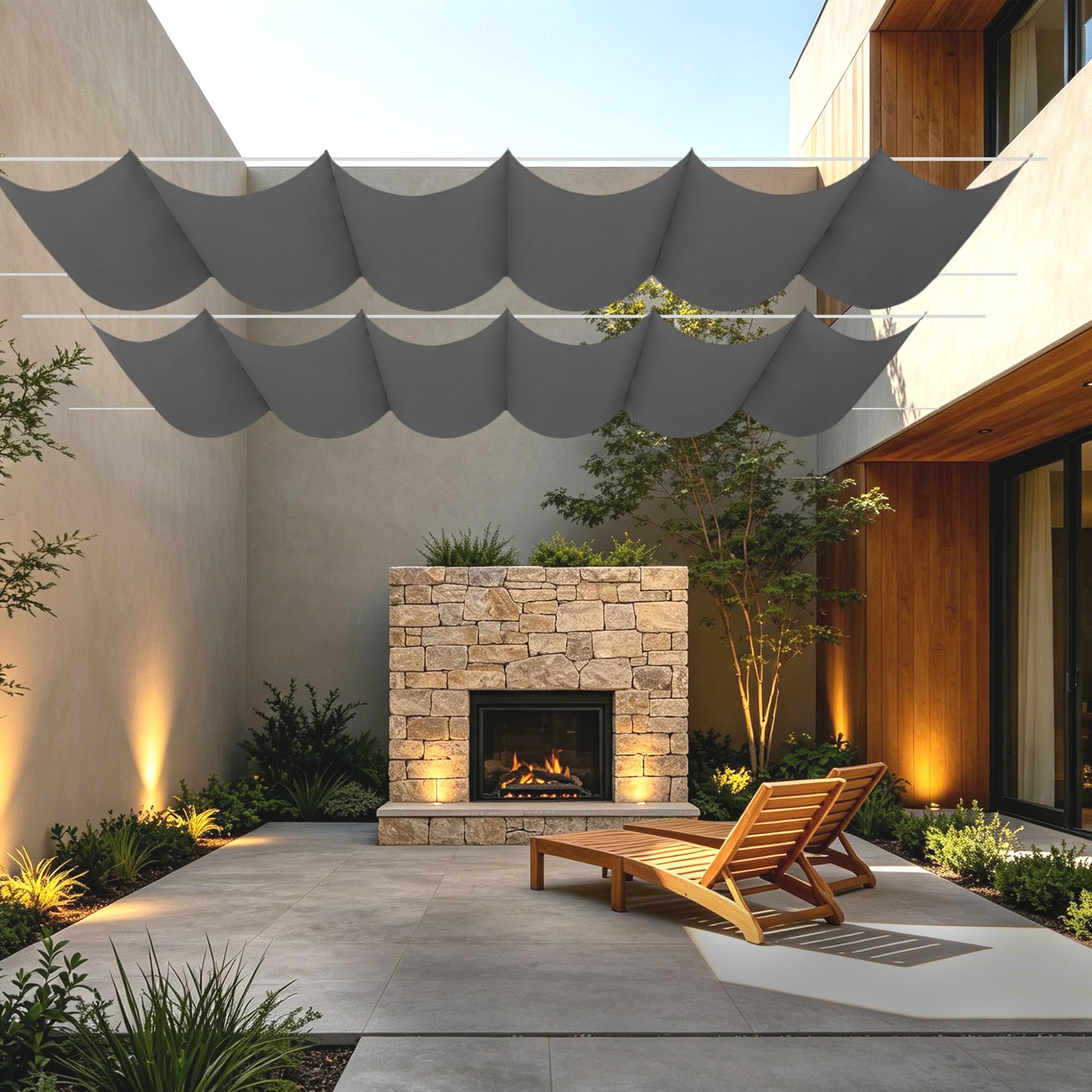 Filet d'ombrage rétractable 300 x 150 cm pour aménager une terrasse ombragée