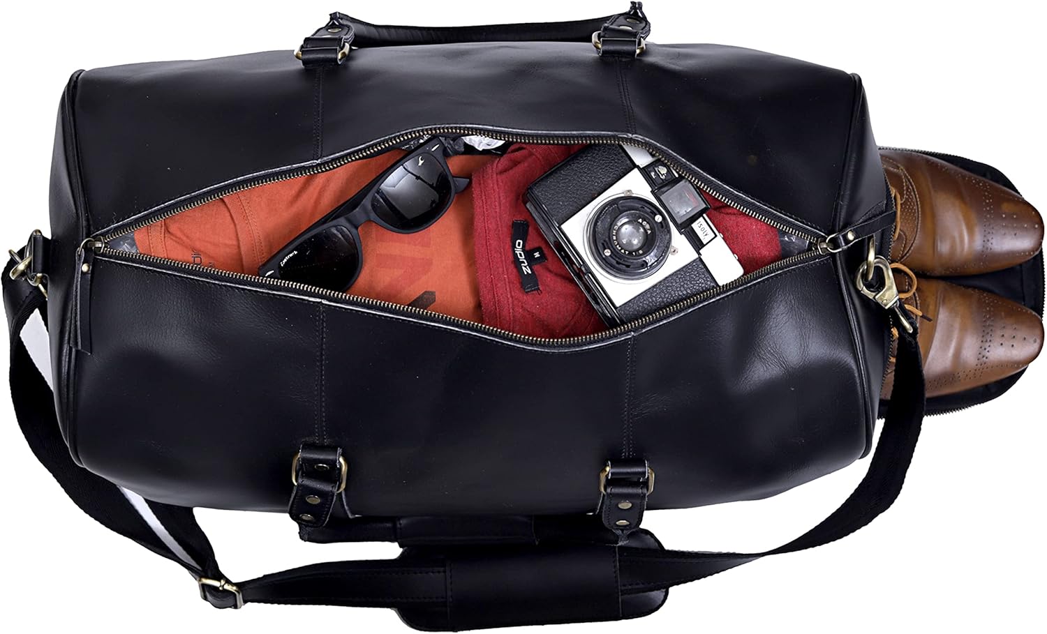 Leather Travel Bag,Weekender Overnight Bag Leather Large Carry On Bag Travel Tote Duffel Bag for Men & Women - Image 4