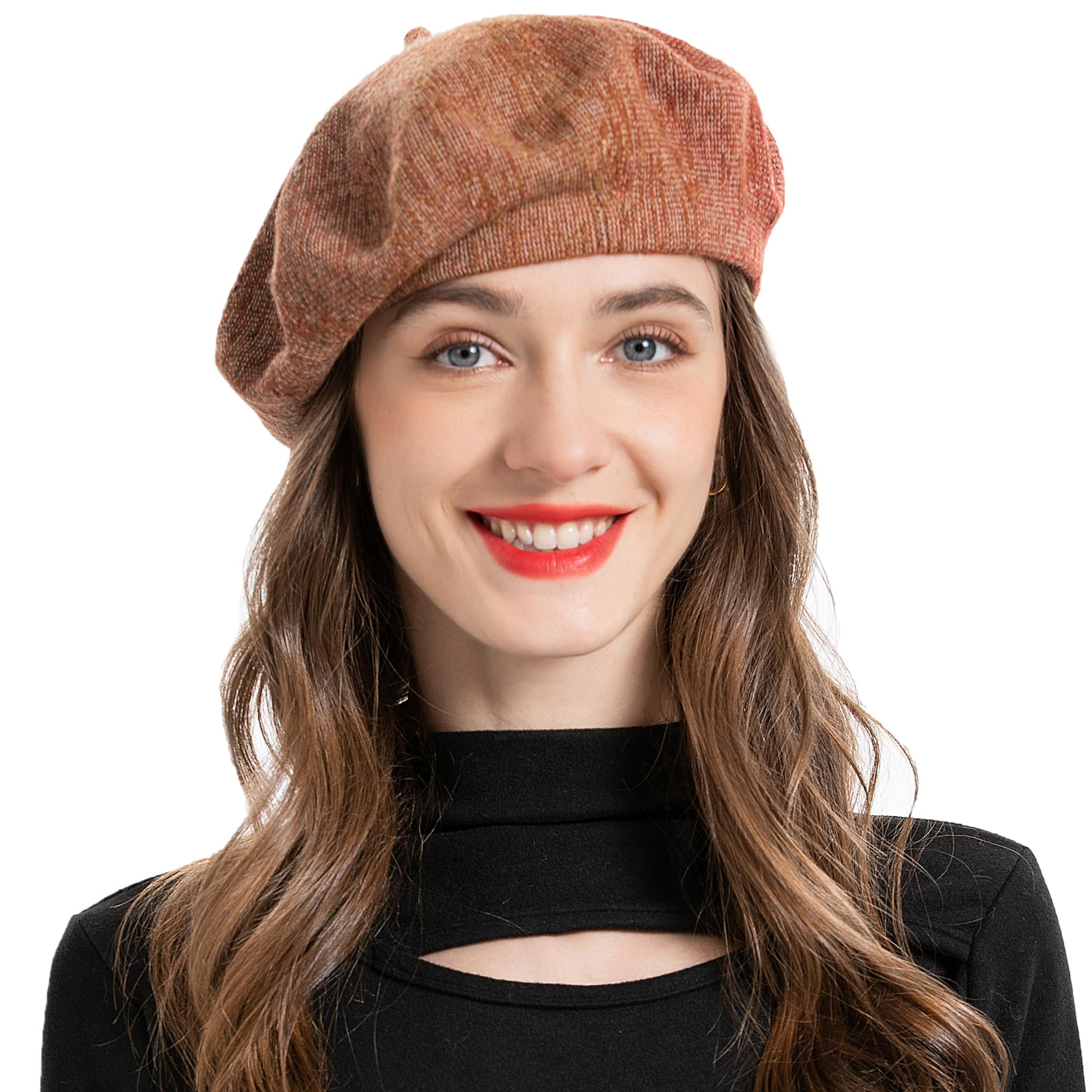 French Beret Hat Fashion Print Lightweight Winter Warm  display picture 1