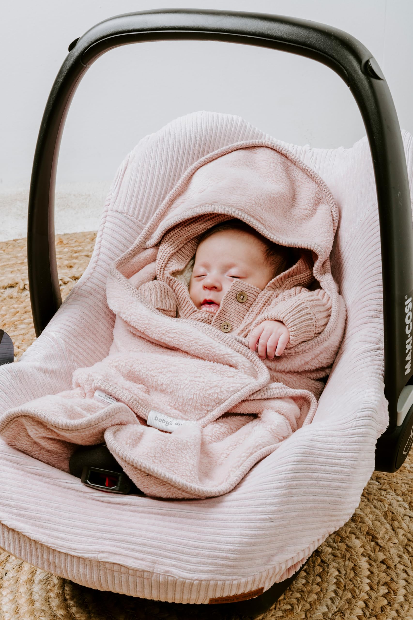 Baby's Only - Kocyk niemowlęcy z kapturem with feet Cozy - Old Pink
