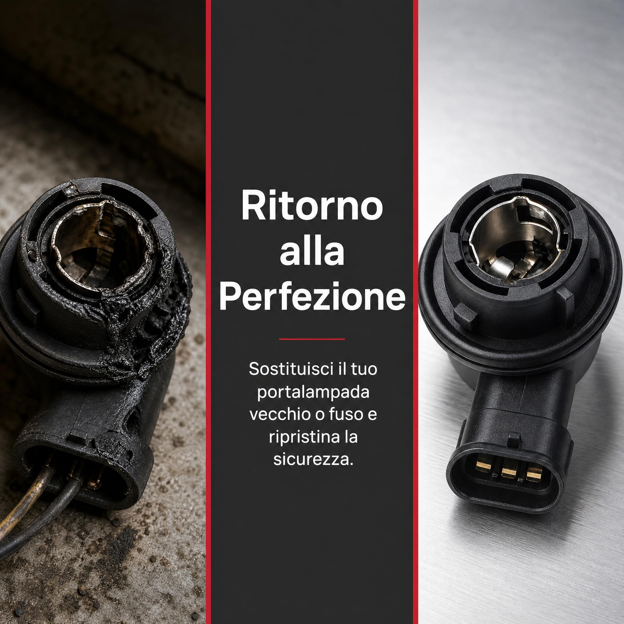 Portalampada per Luci Diurne, Sostituisce 6000630175 68285062AA, Presa Lampadina per Fiat Panda con Guarnizione (Nero)