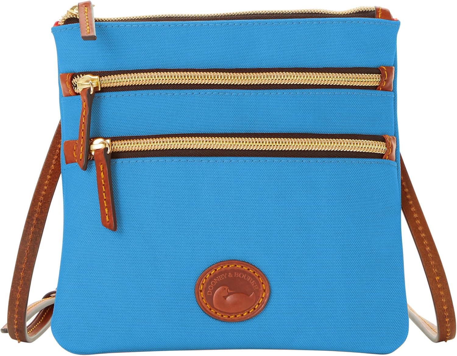 Dooney & Bourke Women's North South Triple Zip Crossbody in Lightweight Nylon, Handbag with Adjustable Shoulder Strap
