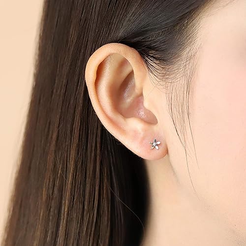 Miniatura 3 de Boma Pendientes de plata de ley con flor de margarita, Plata de ley Acero inoxidable