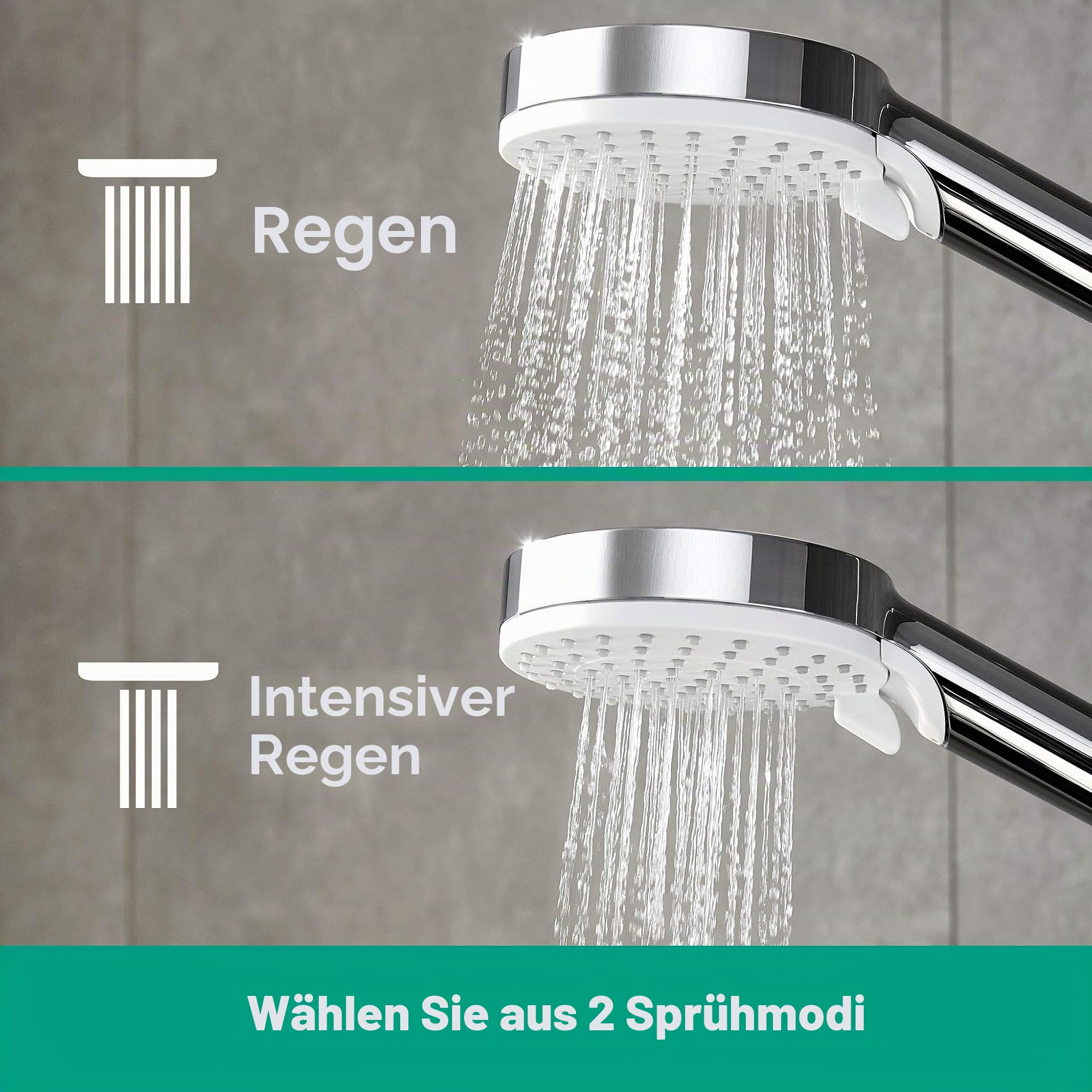 hansgrohe Crometta E - Duschsystem mit Thermostat, Regendusche (240 x 240 mm) mit Armatur, Handbrause (2 Strahlarten), Schlauch, Brausestange und eckiger Kopfbrause (1 Strahlart), Chrom, 27271000