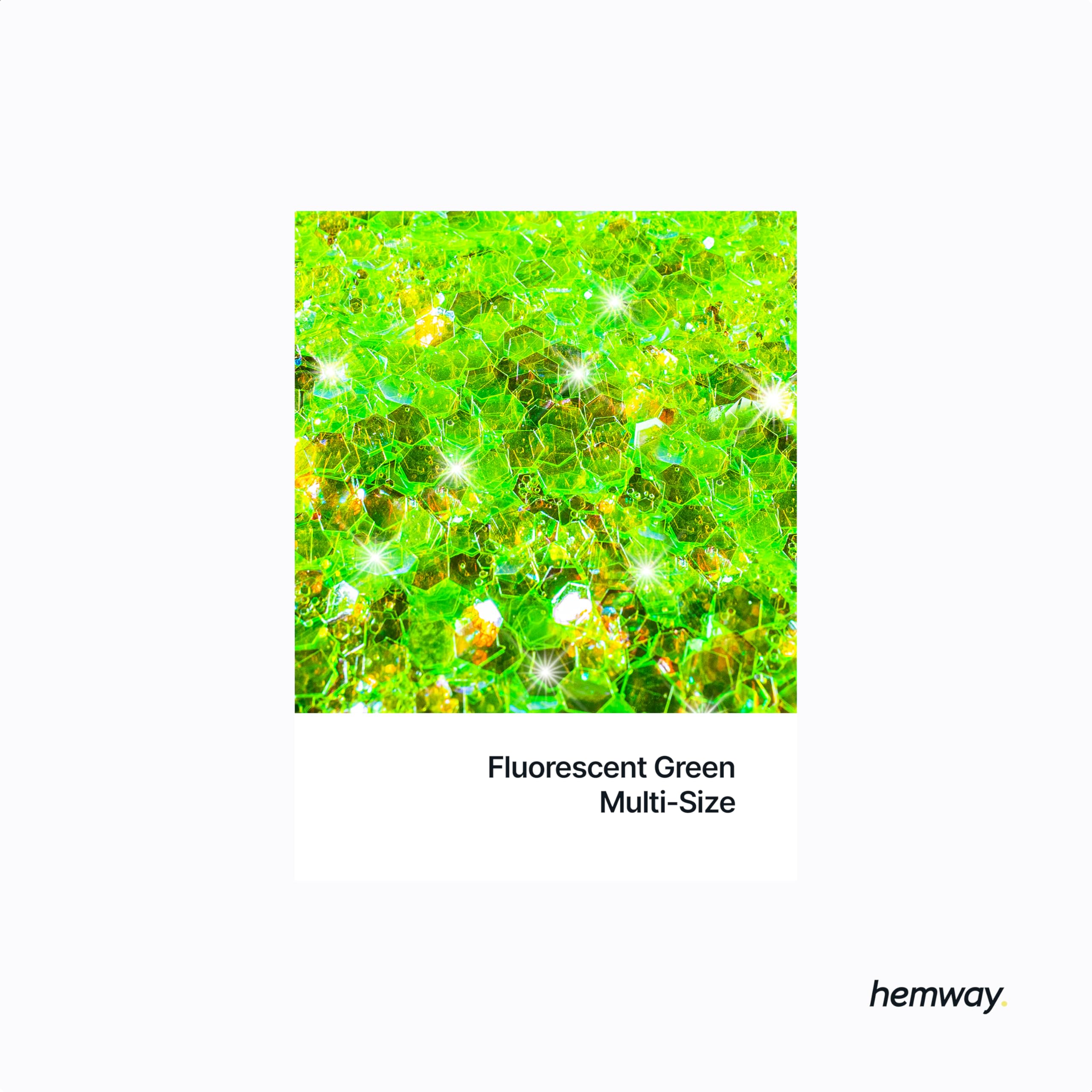Hemway Craft Glitter Fluorescent Green 100g Multi Size Glitter for Crafts Resin, Cosmetic, Nail, Face, Body, Festival - Image 2