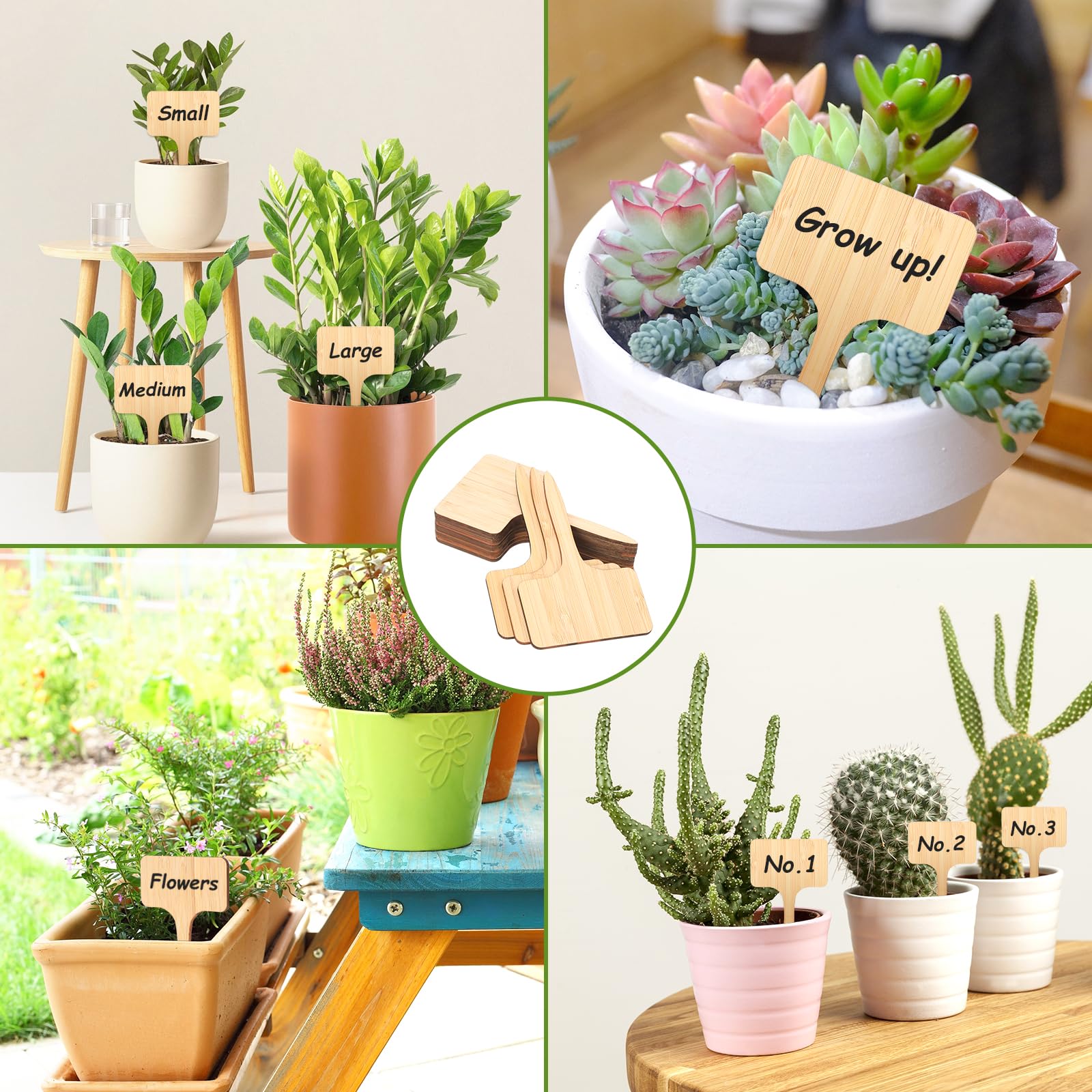 Lot de 120 étiquettes de plantes en bambou avec un marqueur respectueux de l'environnement en T pour semis, herbes, fleurs, légumes