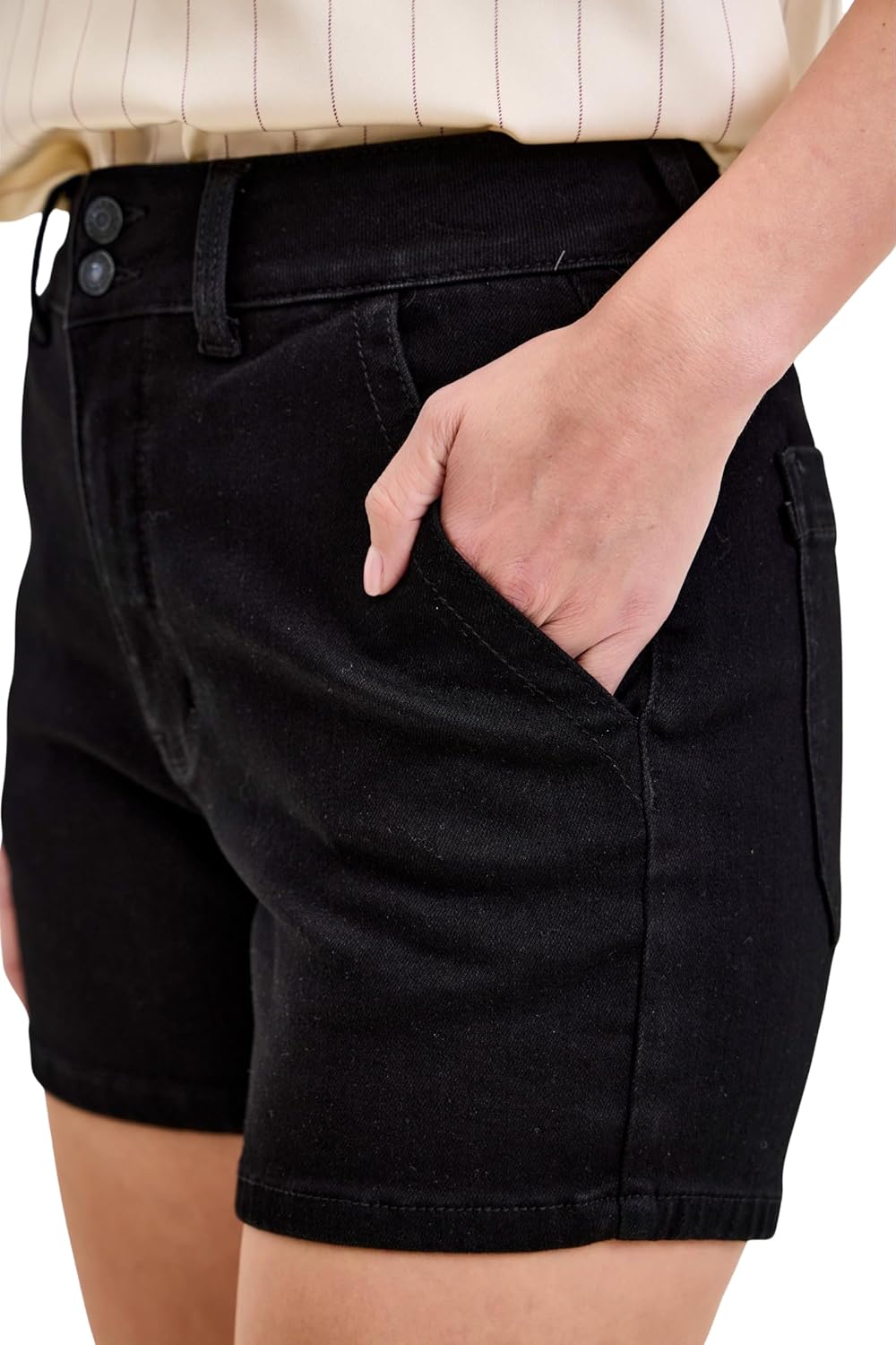 Judy Blue High Waist Black Denim Trouser Shorts