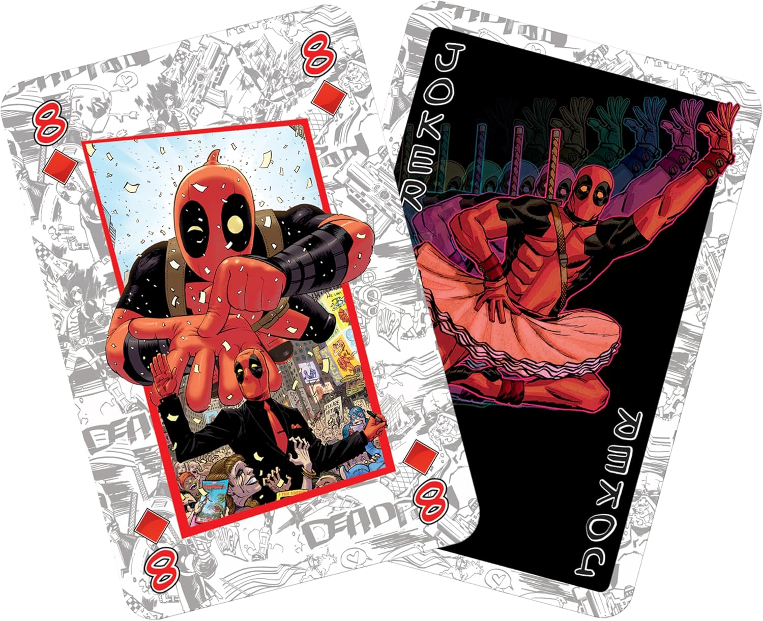 Waddingtons Number 1 Deadpool Playing Card Game, Play with your favourite superheroes from Lady Deadpool and Kidpool, gift and toy for ages 14 plus, Red