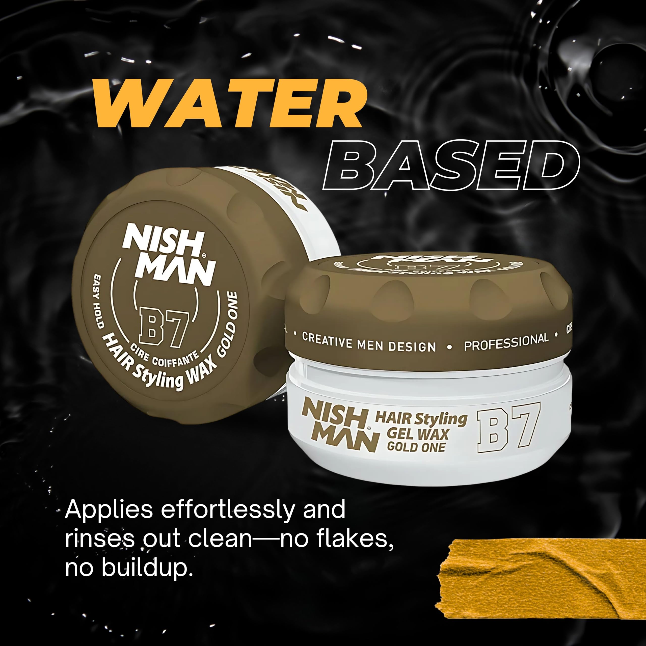 NISHMAN Aqua Gel Wax for Men B7, Gold One 150g, Gold One Scent, Natural Shine Look, Ultra High Strong Hold - Image 4