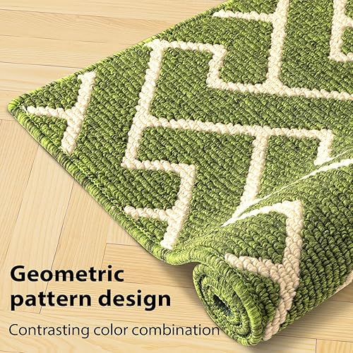 Miniatura 13 de hicorfe Juego de alfombras y tapetes de cocina, alfombra antideslizante de polipropileno súper absorbente, tapete suave y cómodo, lavable para Negro