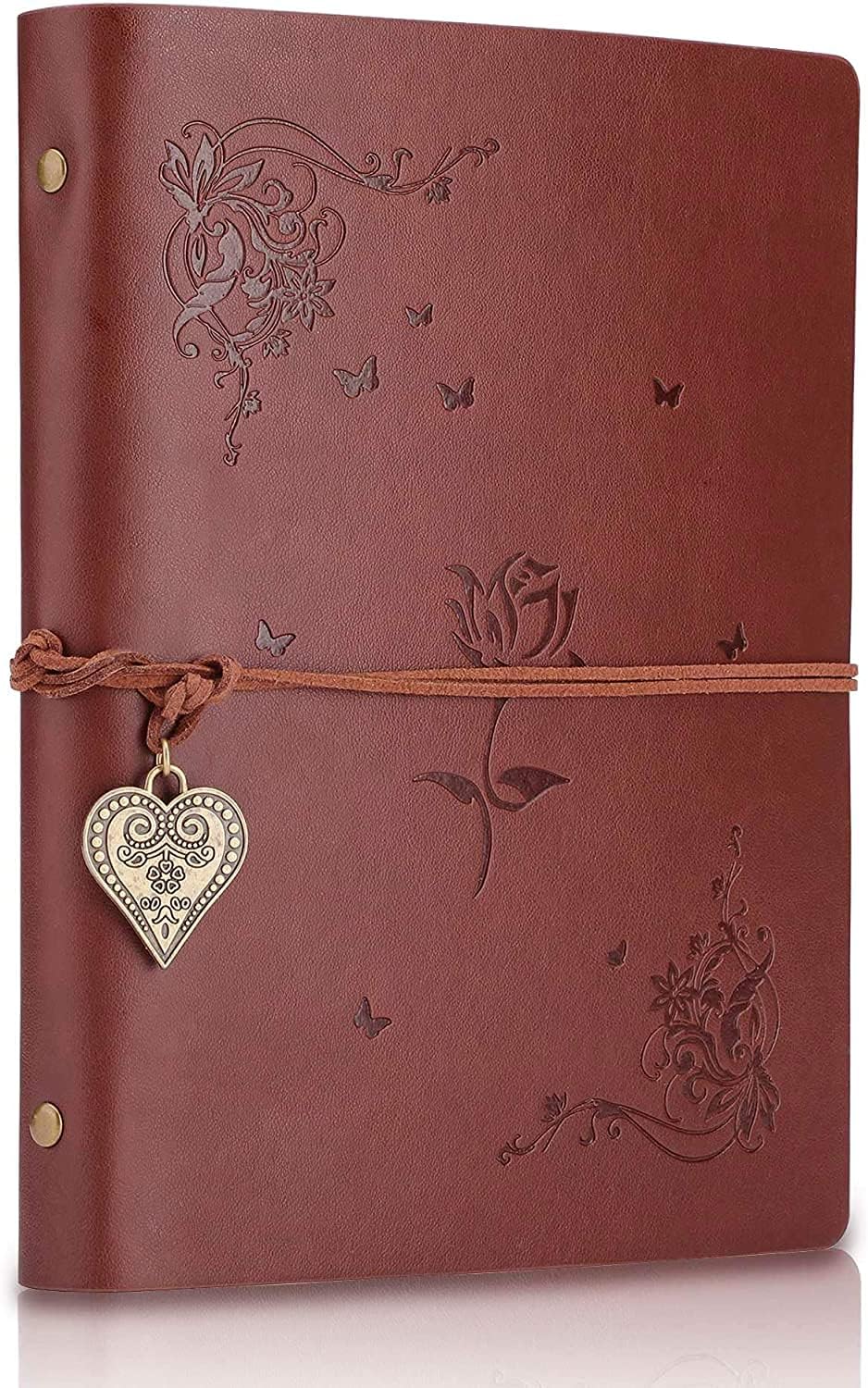 A5 Leather Notebook Travel Journal Notebook Vintage Diary Refillable Pretty Notebook 100 Sheets/200 Pages 80GSM Acid-Free Paper Best Gift for Girls Women