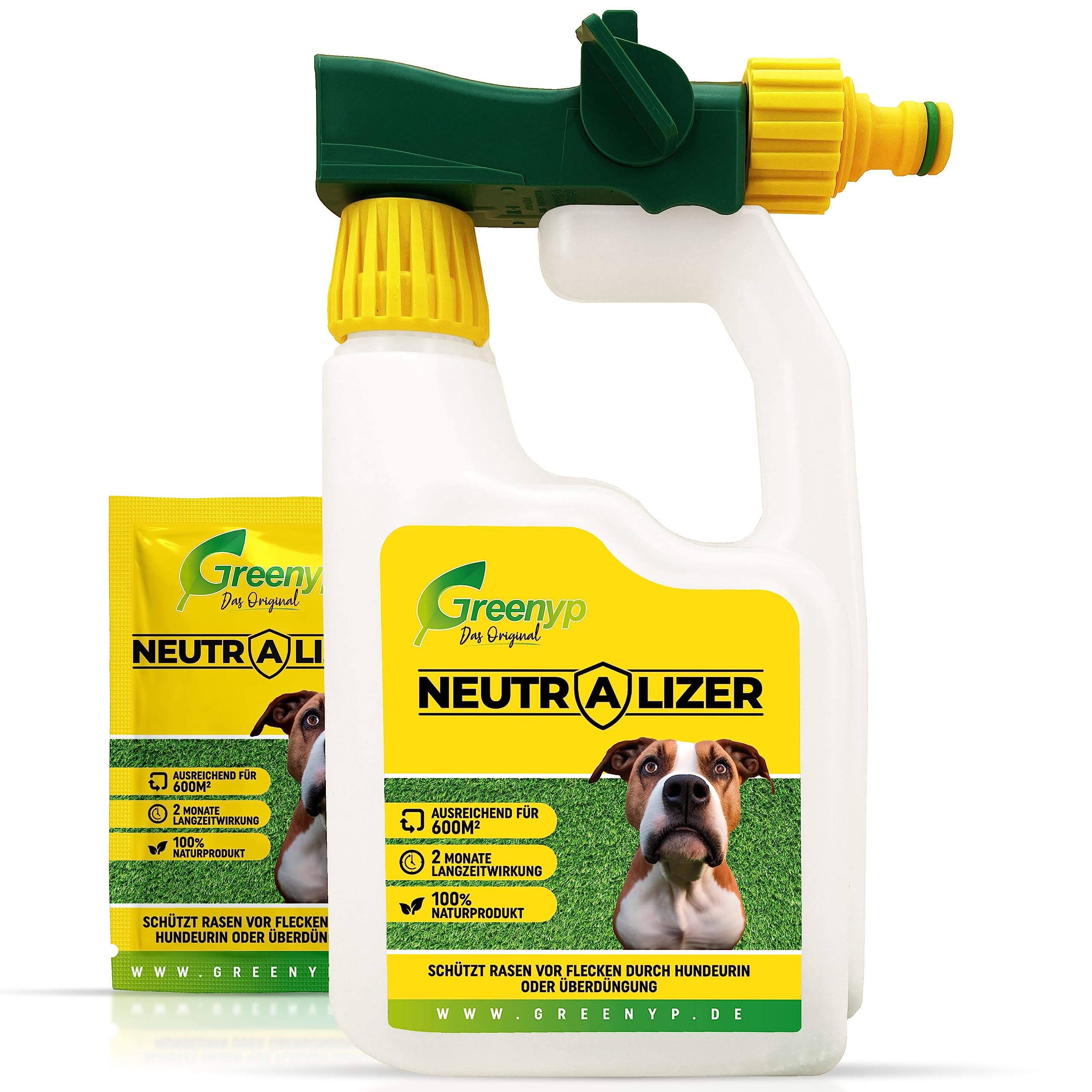 Greenyp Neutralizer - Protegge il prato dalle macchie di urina di cane I Neutralizza l'urina grazie a microrganismi efficaci I 100% attivo organico per il terreno del prato I Tanica con 2x 12g per