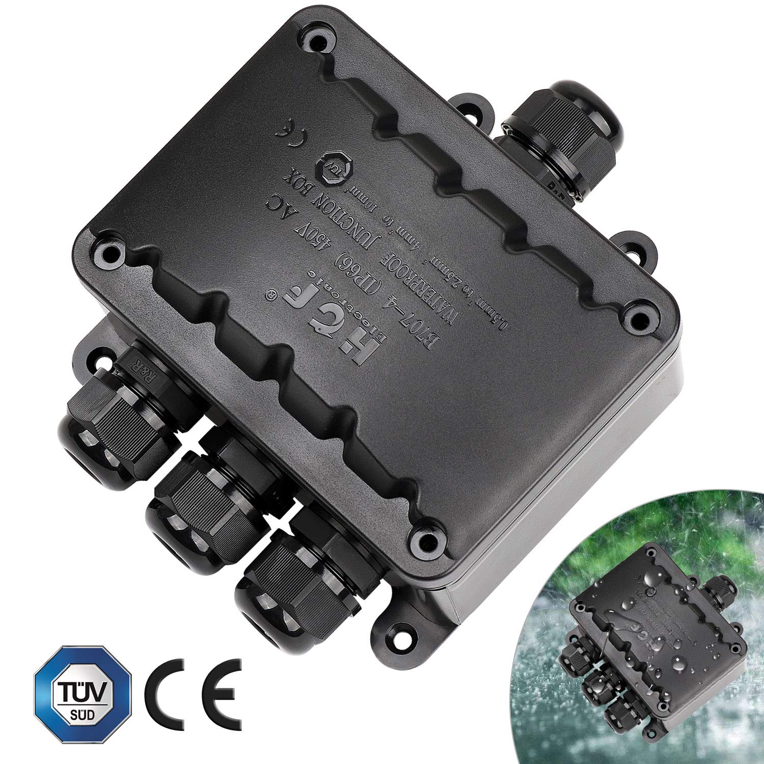 Chefic Junction Box, IP66 Waterproof Cable Connector Large 4Way
