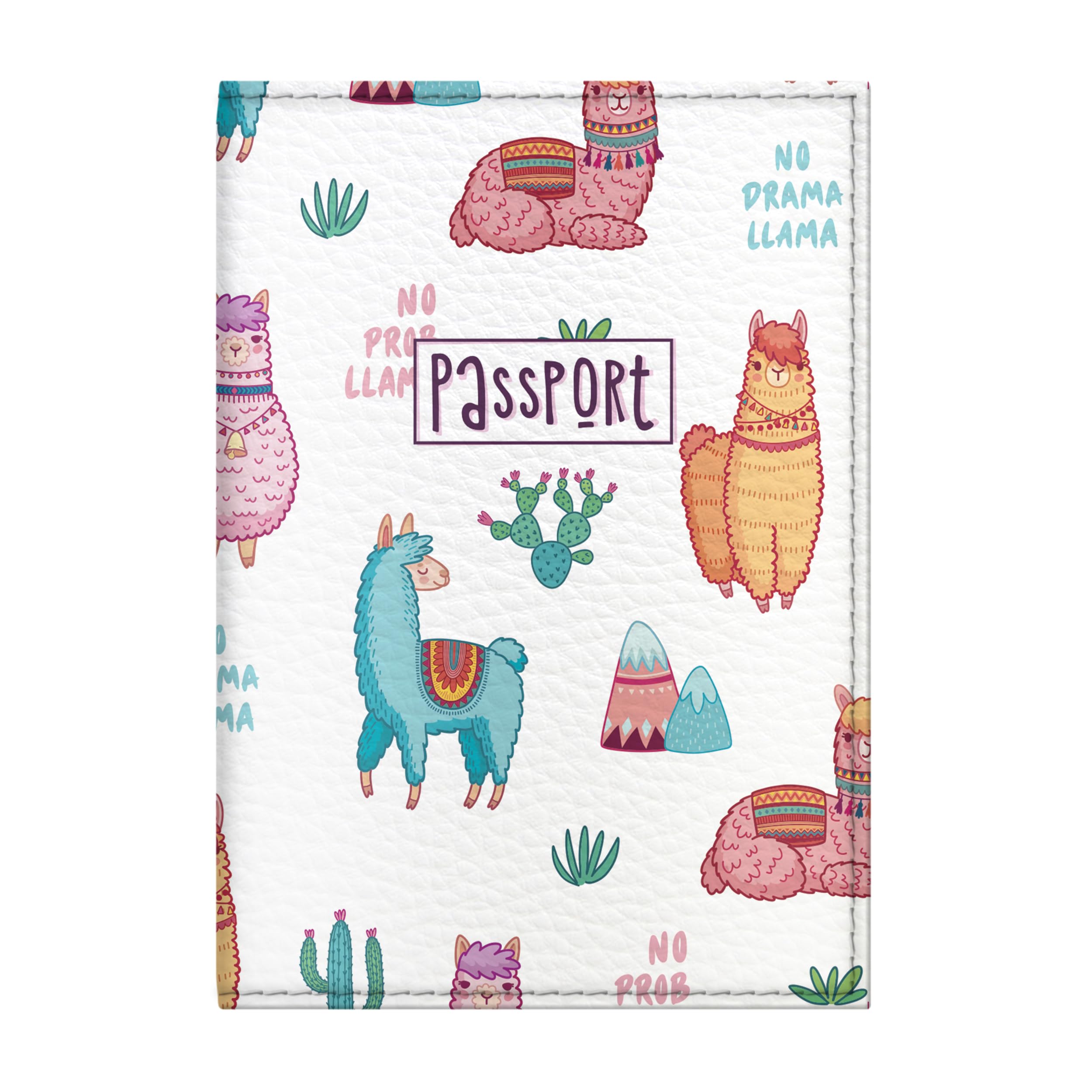 Quttie Passport Cover for Kids, Women and Men, Cute Travel Passport Holder (Lama Pattern)